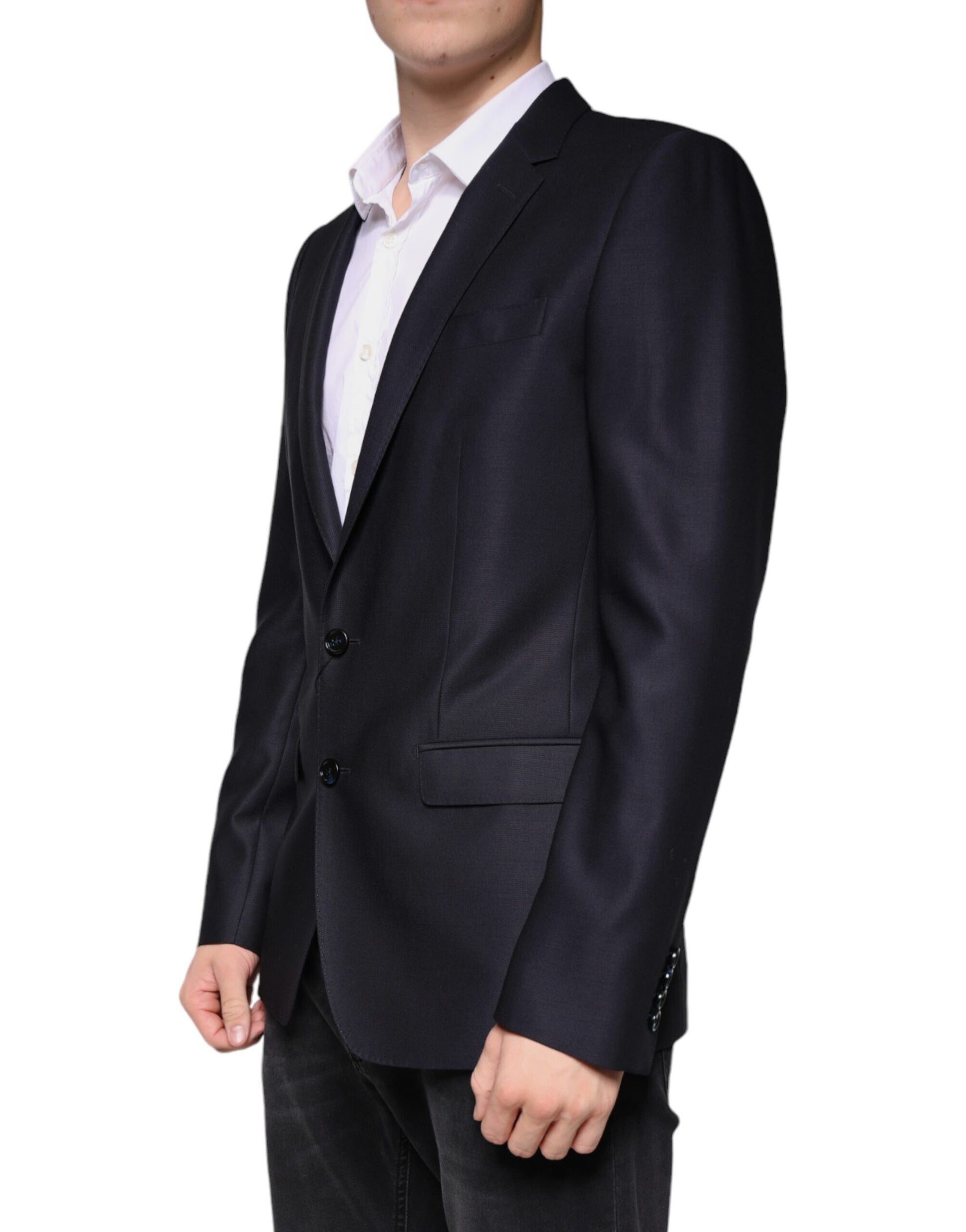 Dunkelblauer einreihiger Blazer aus Wolle