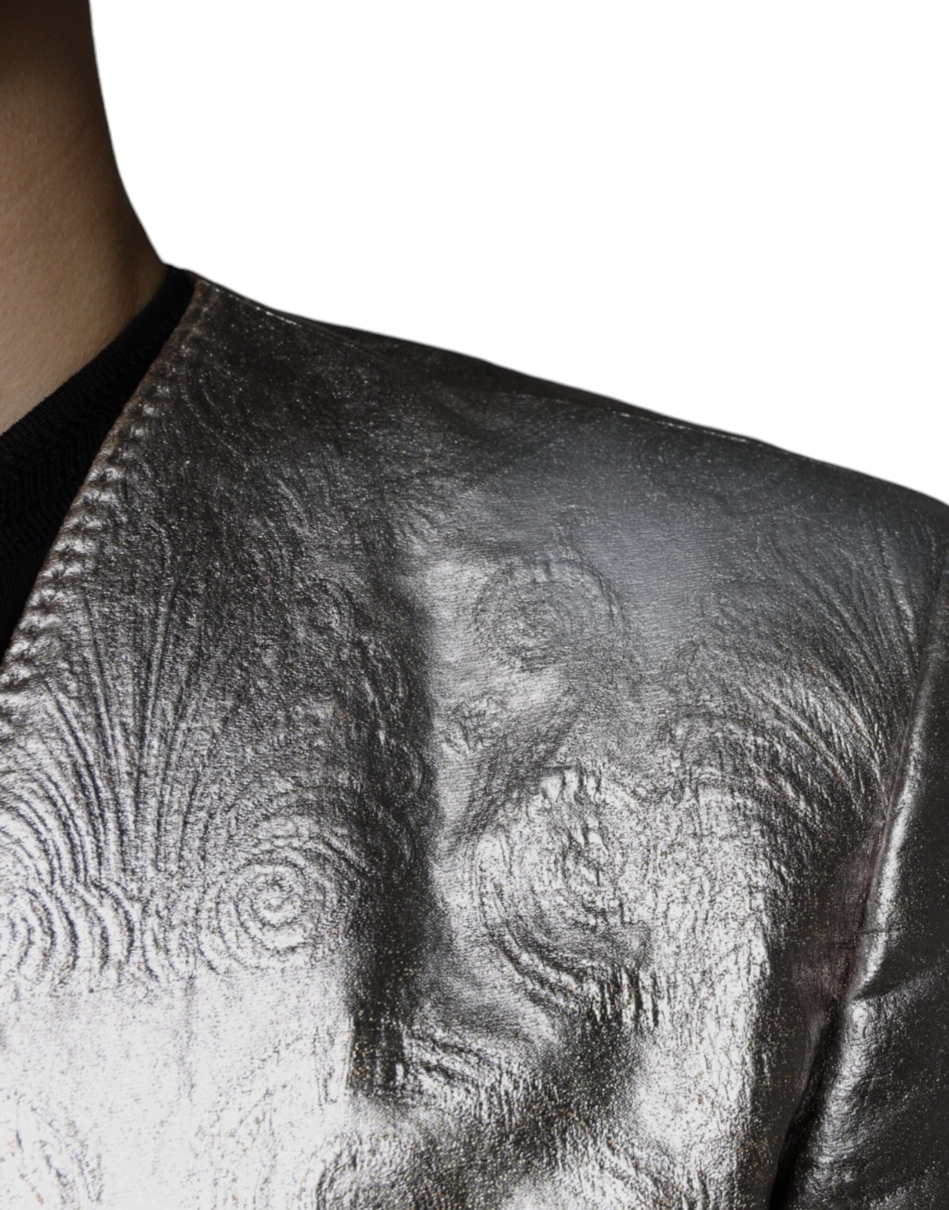 Goldfarbener, einreihiger Jacquard-Blazer