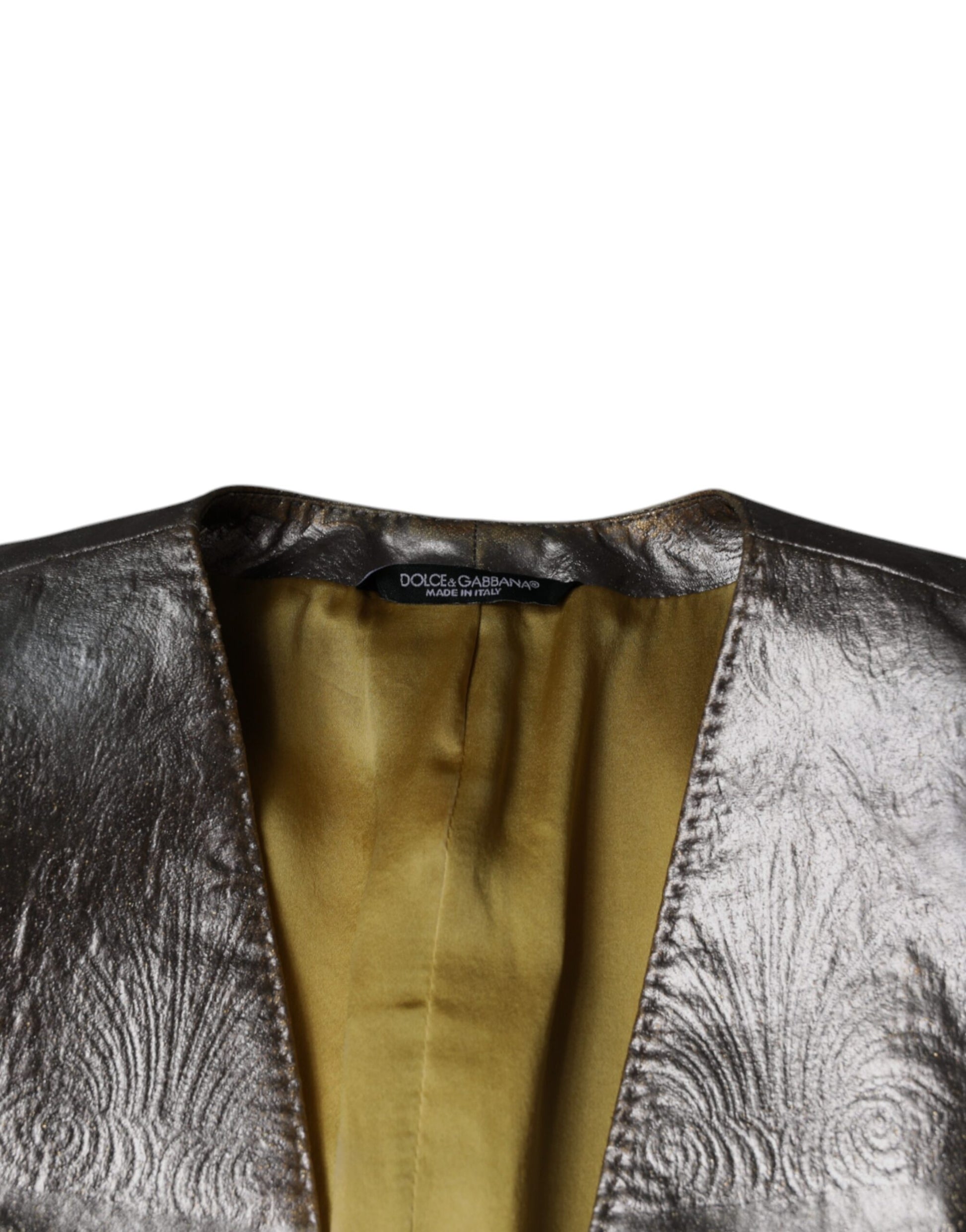 Goldfarbener, einreihiger Jacquard-Blazer