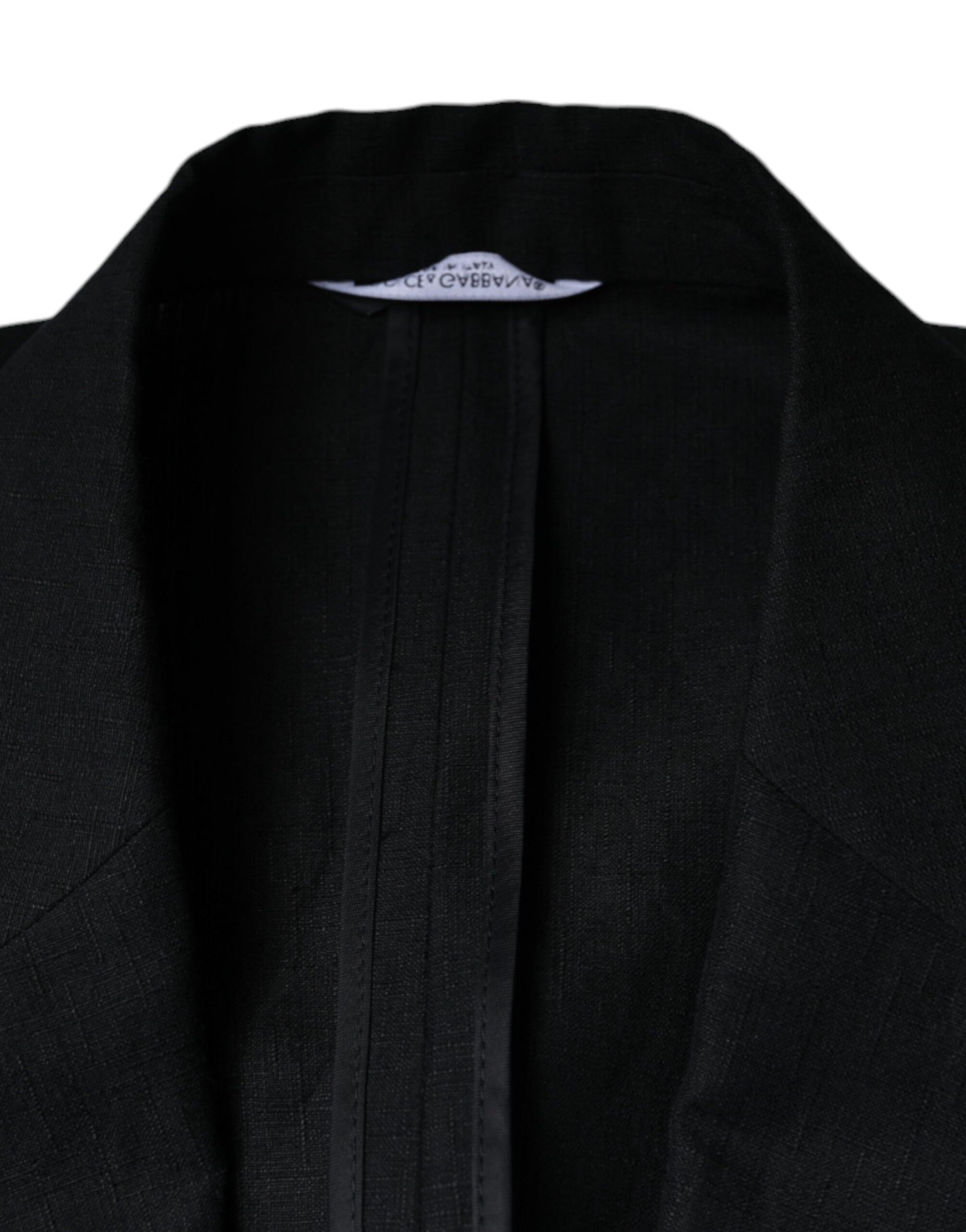 Schwarzer zweireihiger Blazer aus Leinen