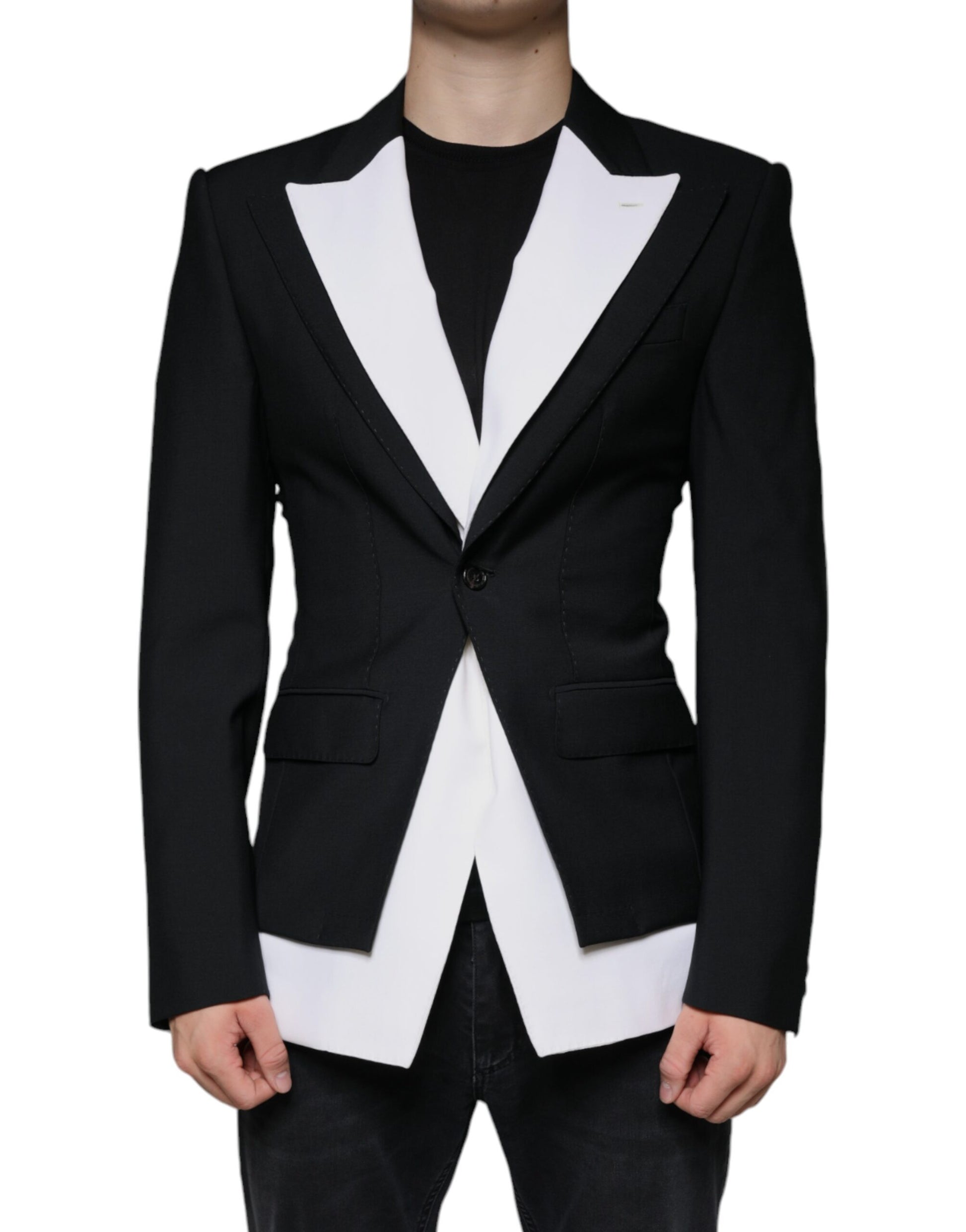 Schwarz-weißer einreihiger Blazer