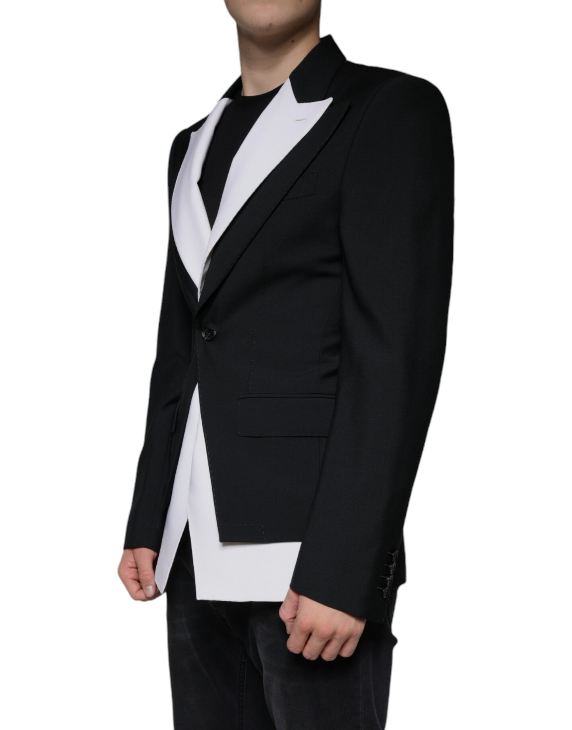 Schwarz-weißer einreihiger Blazer