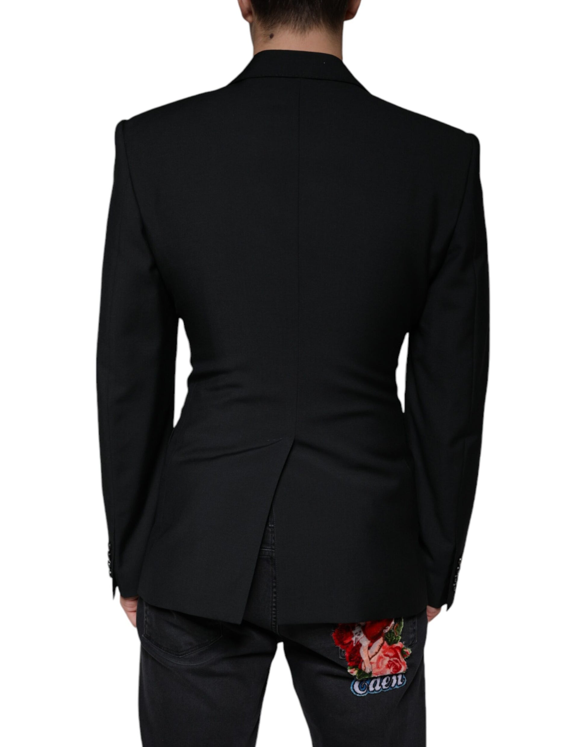 Schwarz-weißer einreihiger Blazer