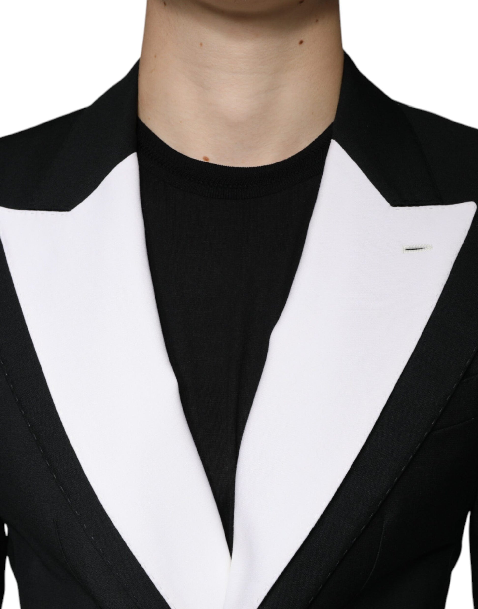 Schwarz-weißer einreihiger Blazer
