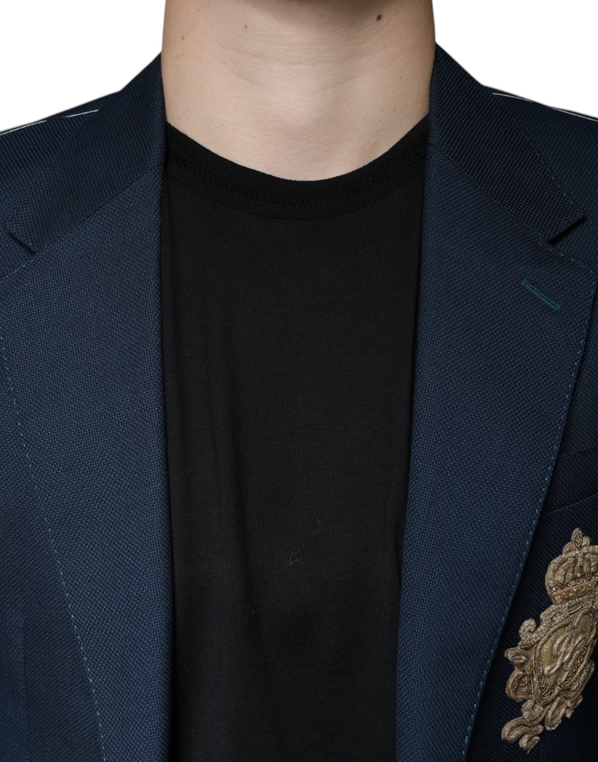 Blauer einreihiger Blazer aus Wolle mit Logo
