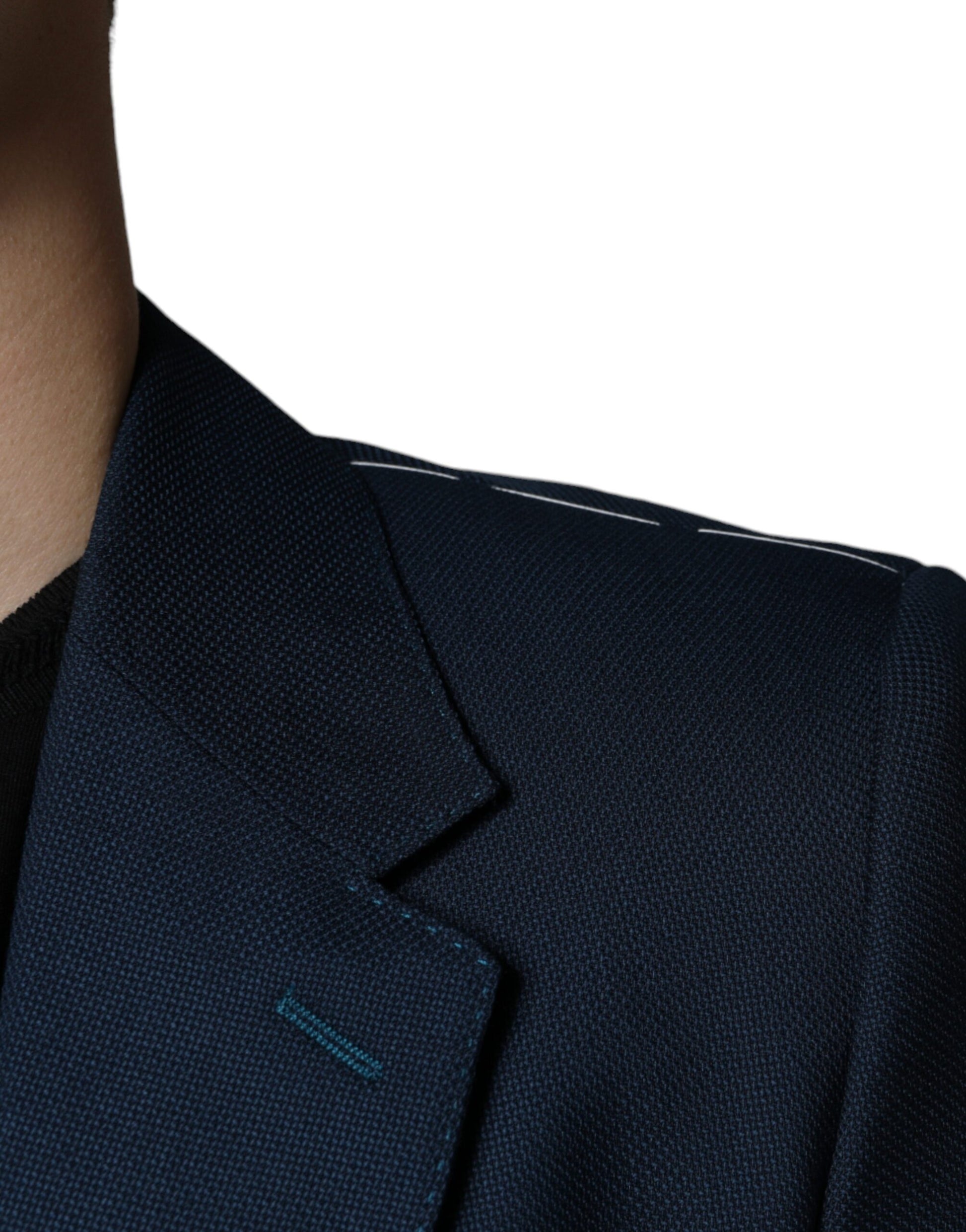 Blauer einreihiger Blazer aus Wolle mit Logo