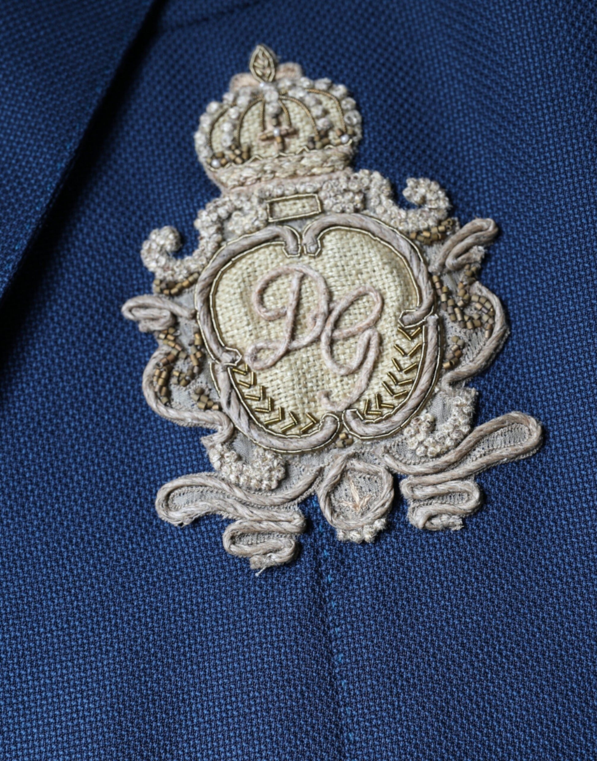 Blauer einreihiger Blazer aus Wolle mit Logo