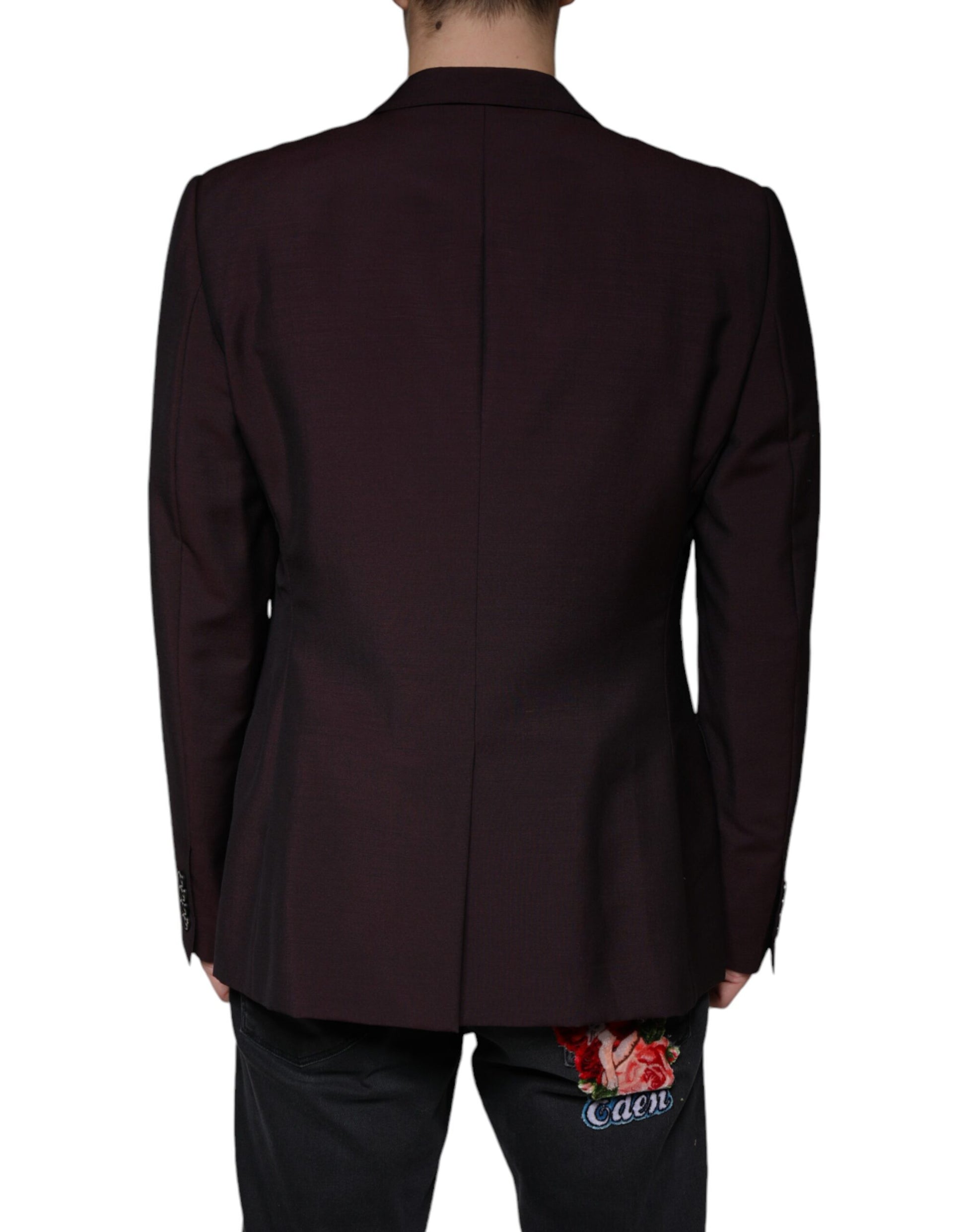 Bordeauxfarbener, einreihiger Blazer aus Wolle