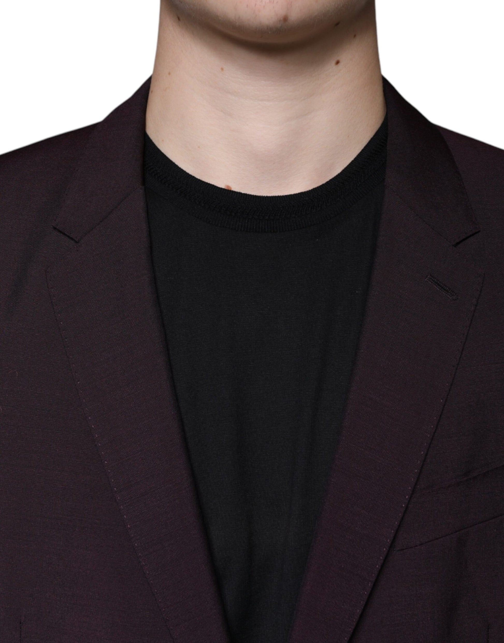 Bordeauxfarbener, einreihiger Blazer aus Wolle