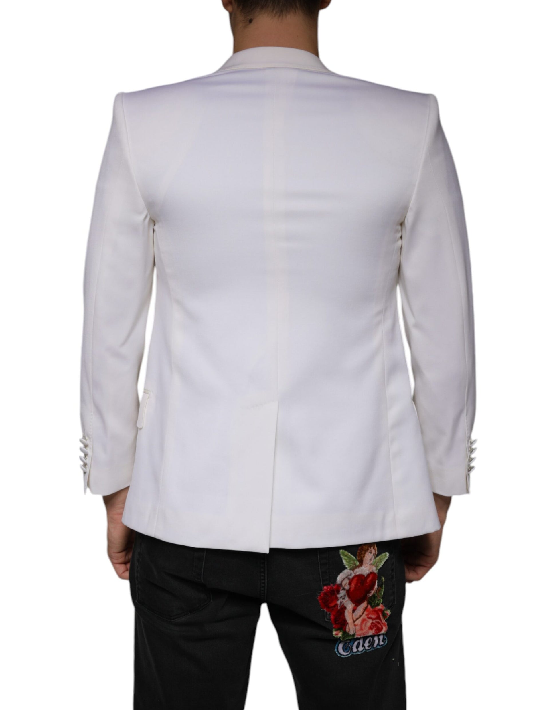 Einreihiger Blazer aus Wolle in gebrochenem Weiß