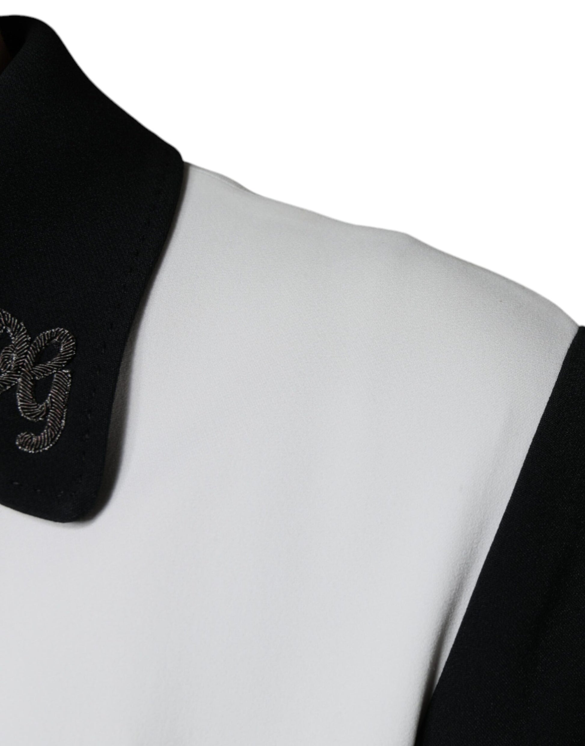 Schwarz-weiße DG Crown Blousonjacke mit durchgehendem Reißverschluss
