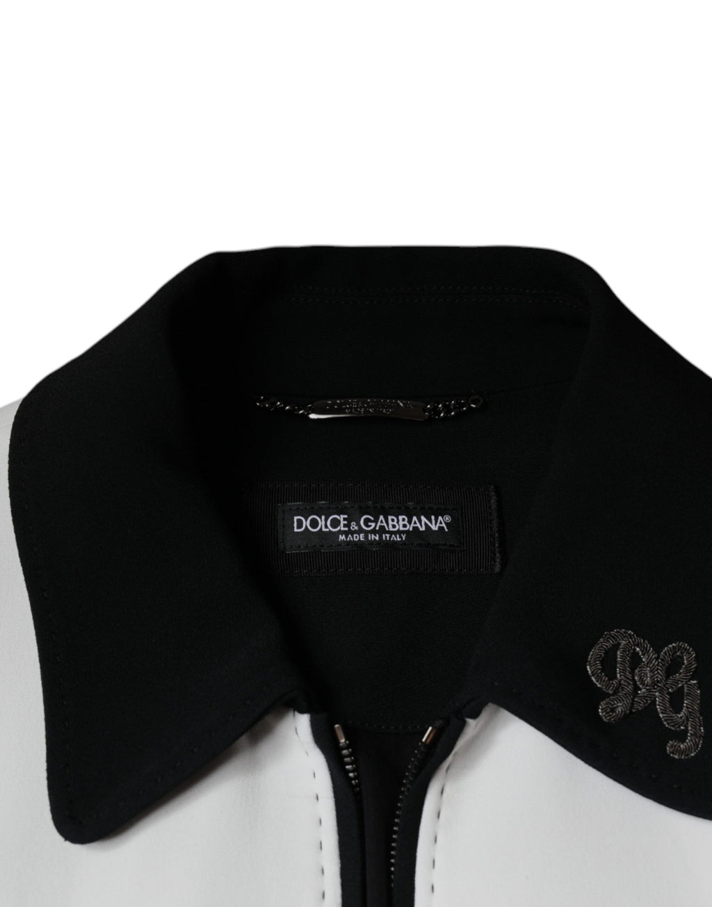 Schwarz-weiße DG Crown Blousonjacke mit durchgehendem Reißverschluss