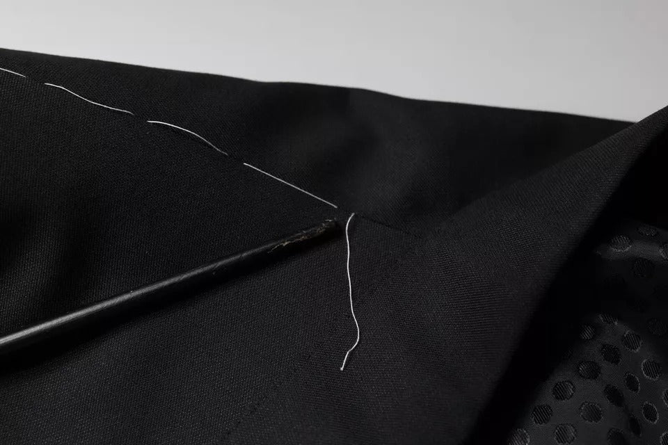 Schwarzer einreihiger Herren-Mantelblazer aus Wolle