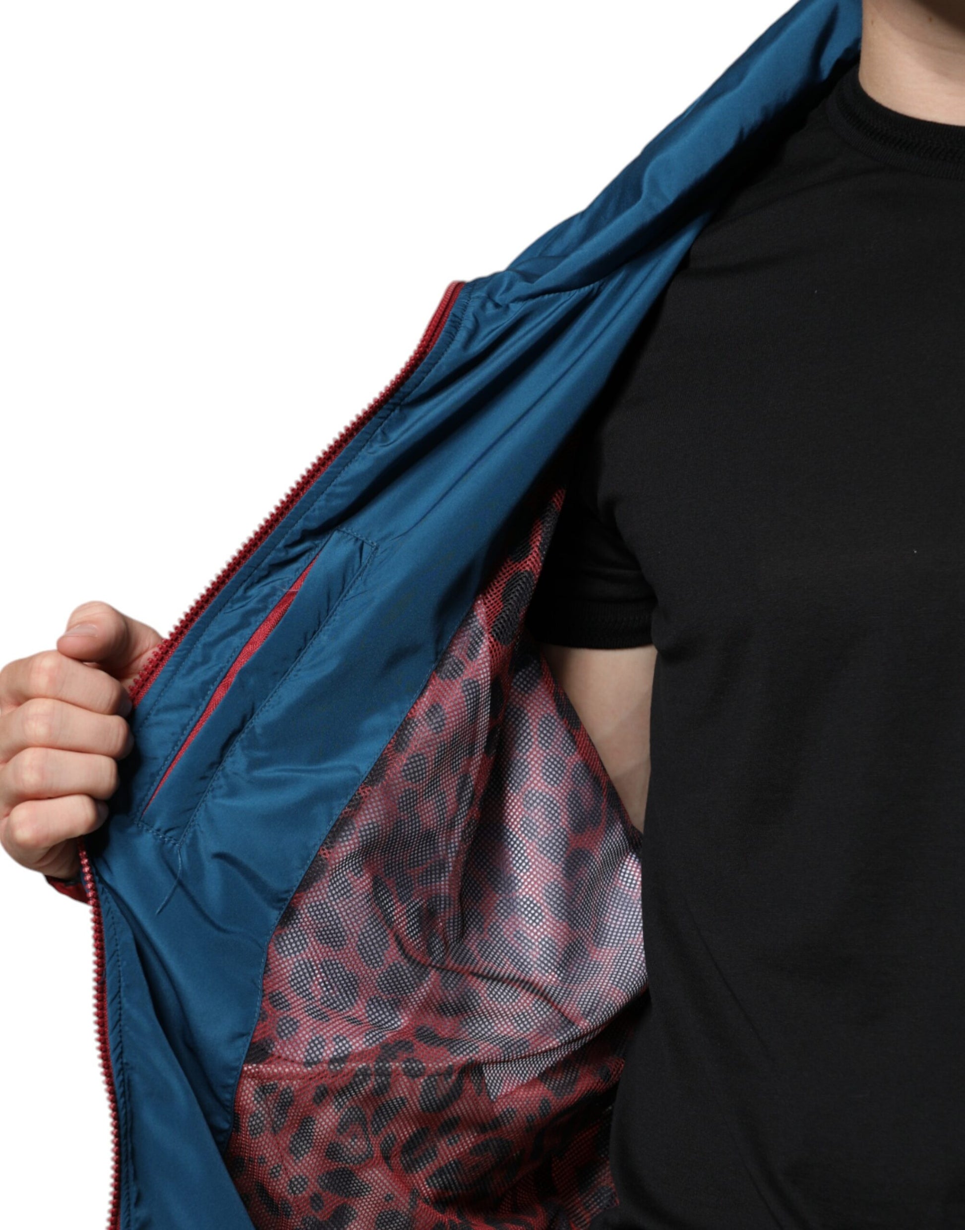 Mehrfarbige Polyesterjacke mit durchgehendem Reißverschluss