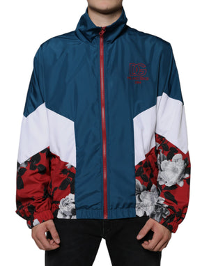 Mehrfarbige Polyesterjacke mit durchgehendem Reißverschluss