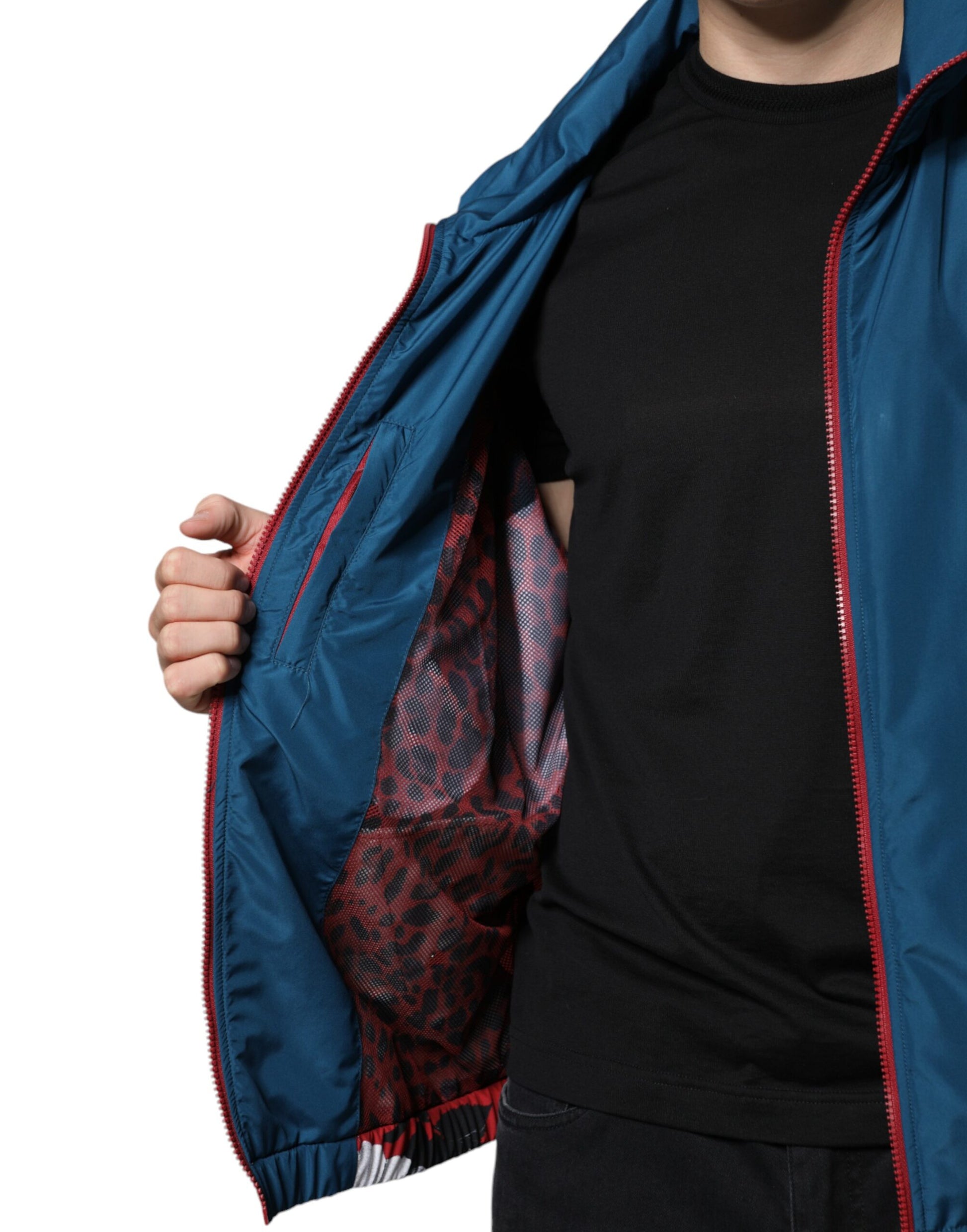 Mehrfarbige Polyesterjacke mit durchgehendem Reißverschluss