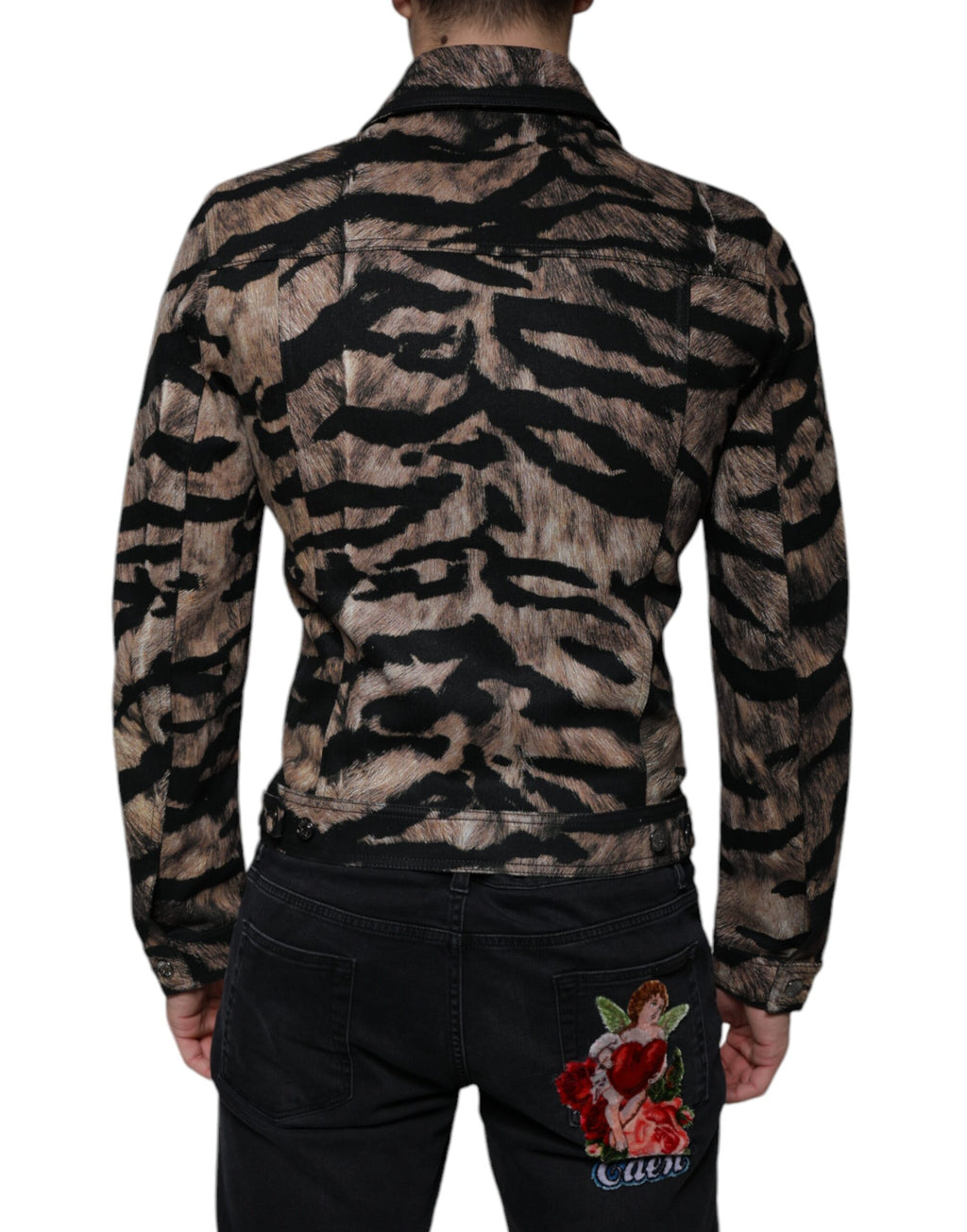Braune Tiger-Jacke mit Button-Down-Kragen