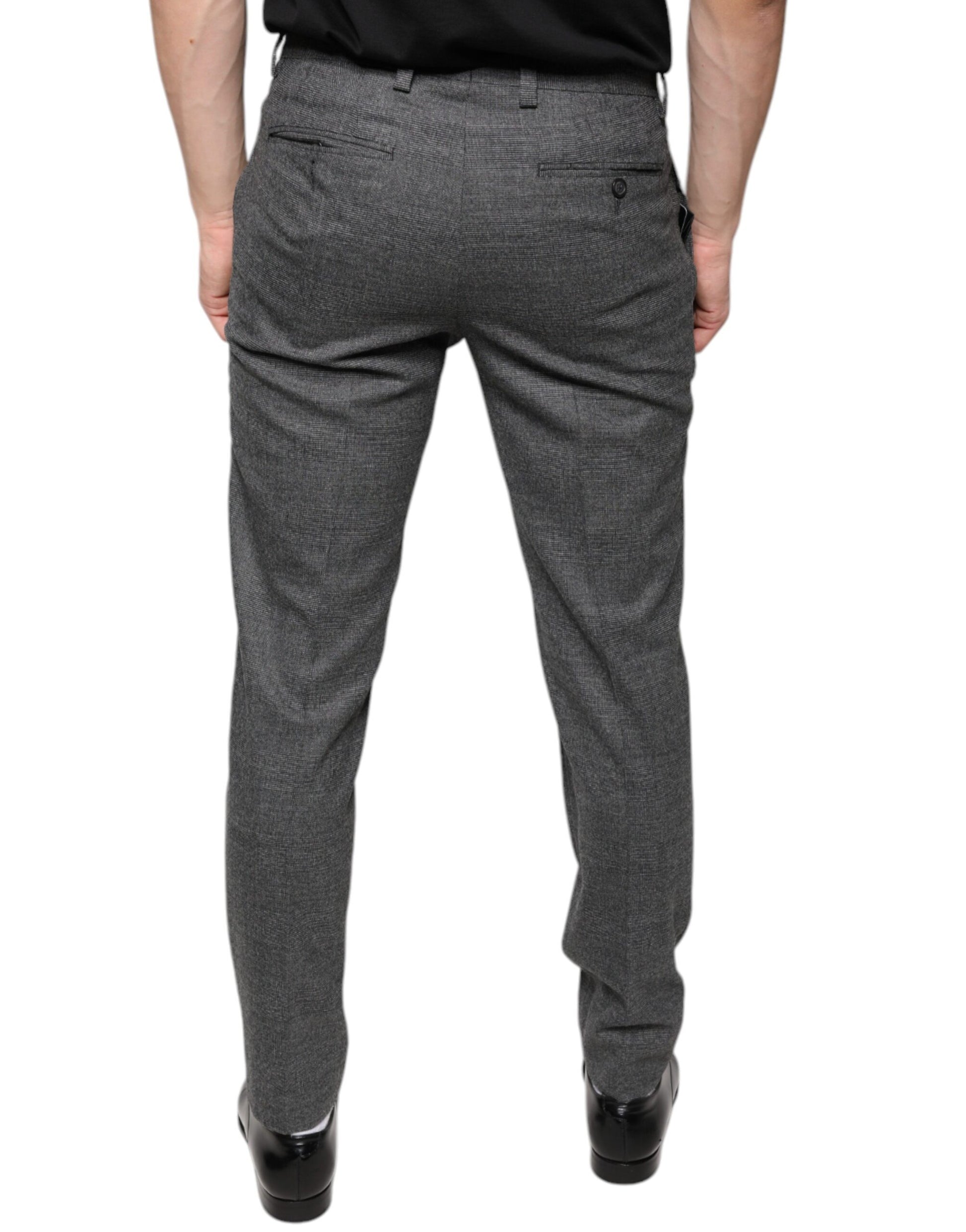 Grau karierte Skinny-Hose aus Wolle im Tartan-Stil
