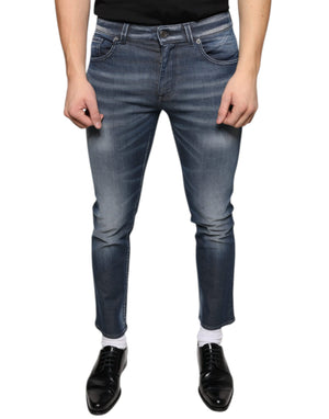 Dunkelblaue Skinny-Jeans aus verwaschener Baumwolle