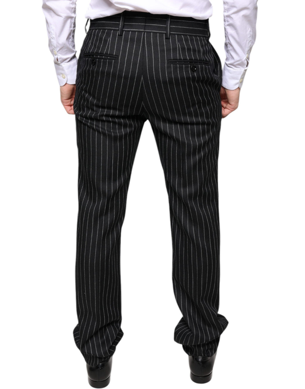 Schwarze, gestreifte Skinny-Hose für Herren