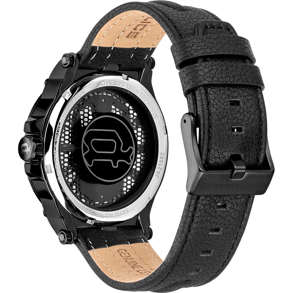Schwarze Lederuhr