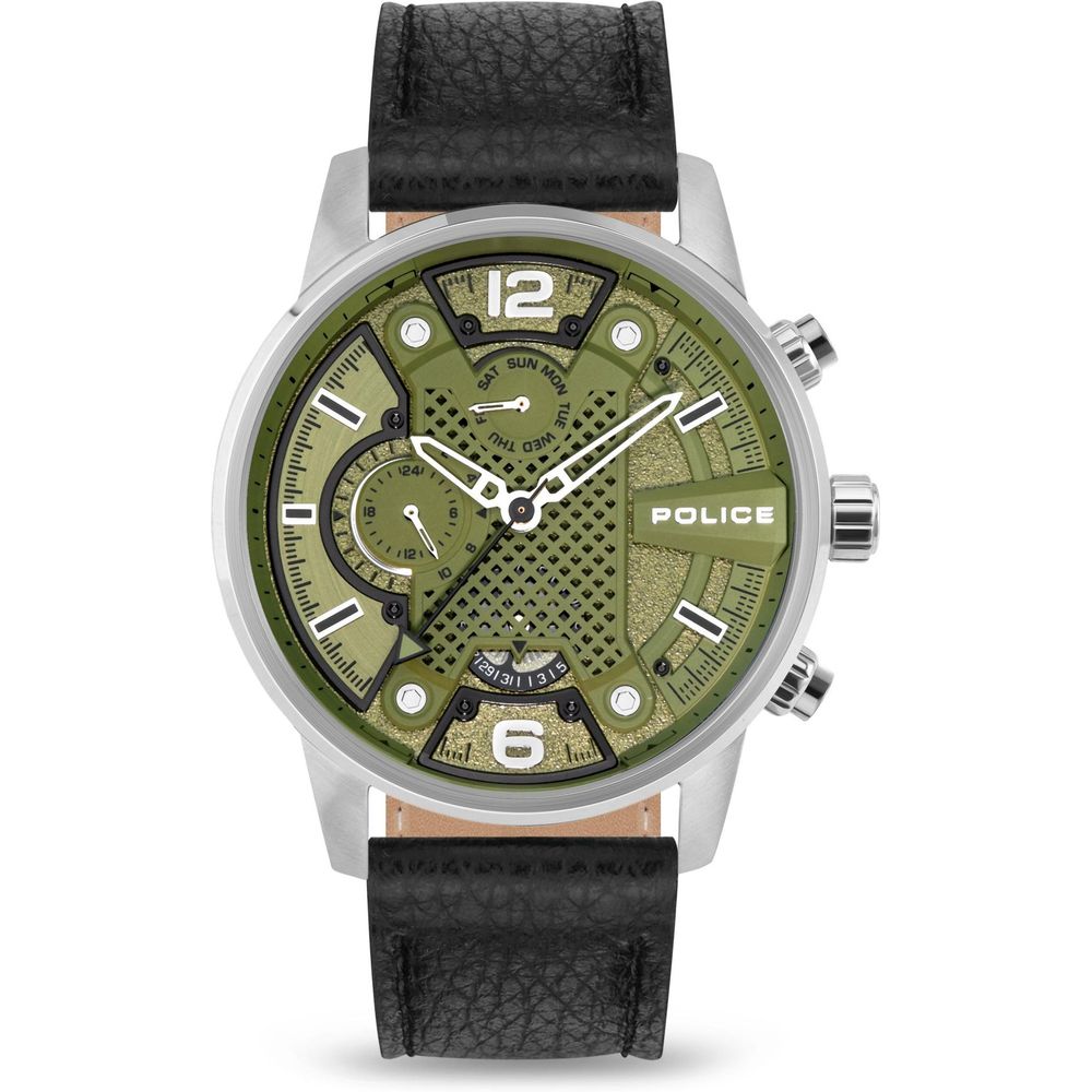 Schwarze Lederuhr