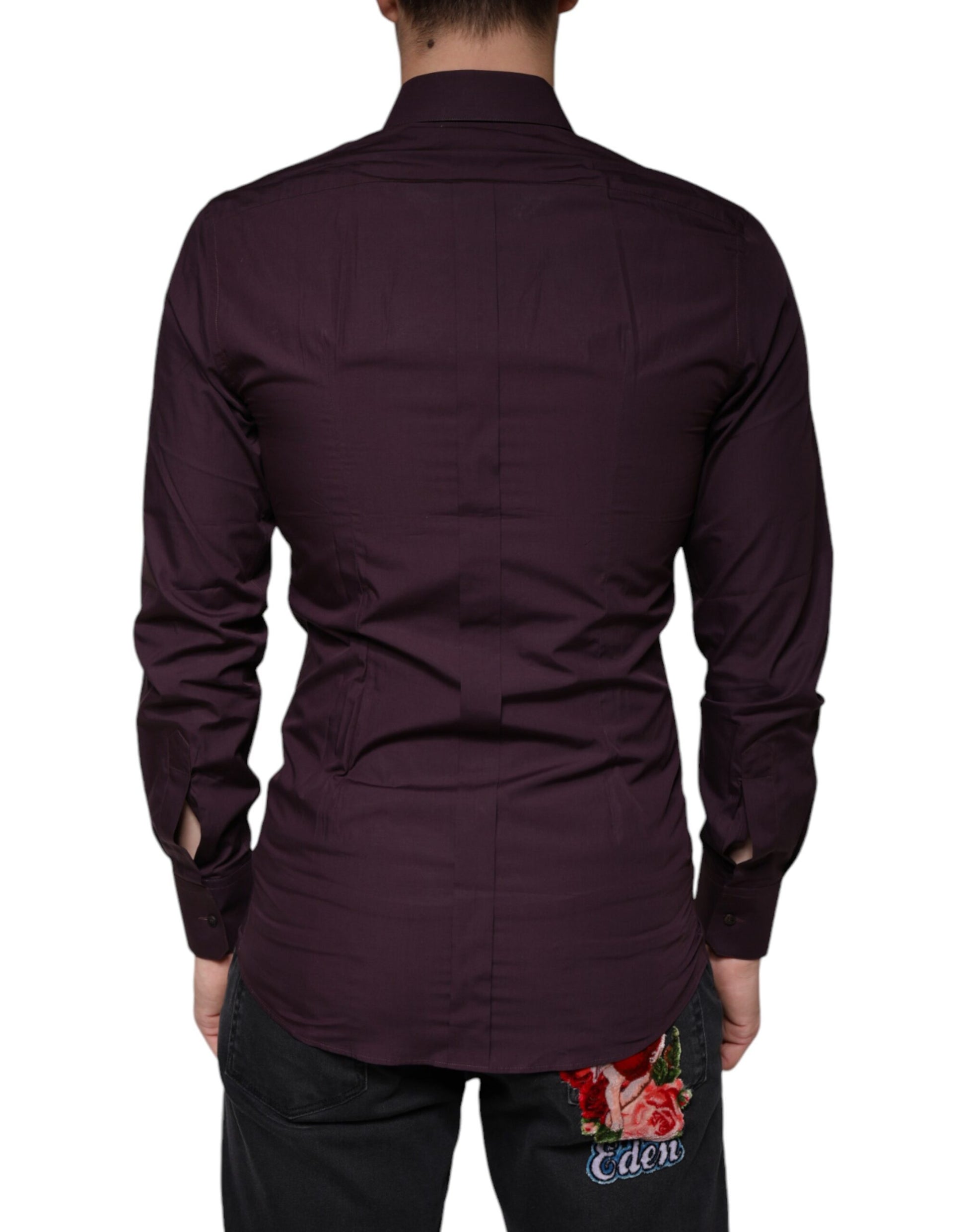 Dunkelviolettes Baumwollkleid GOLD Herren Formelles Hemd