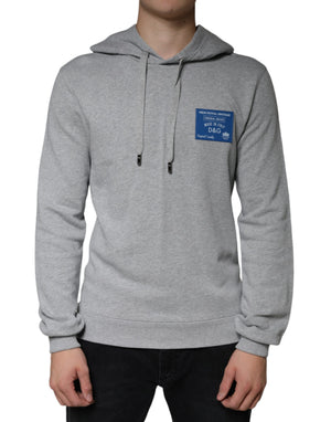 Graues Baumwoll-Sweatshirt mit Logo und Kapuze