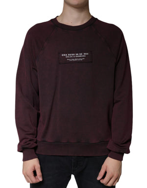 Kastanienbraunes Herren-Sweatshirt mit Rundhalsausschnitt und Logo