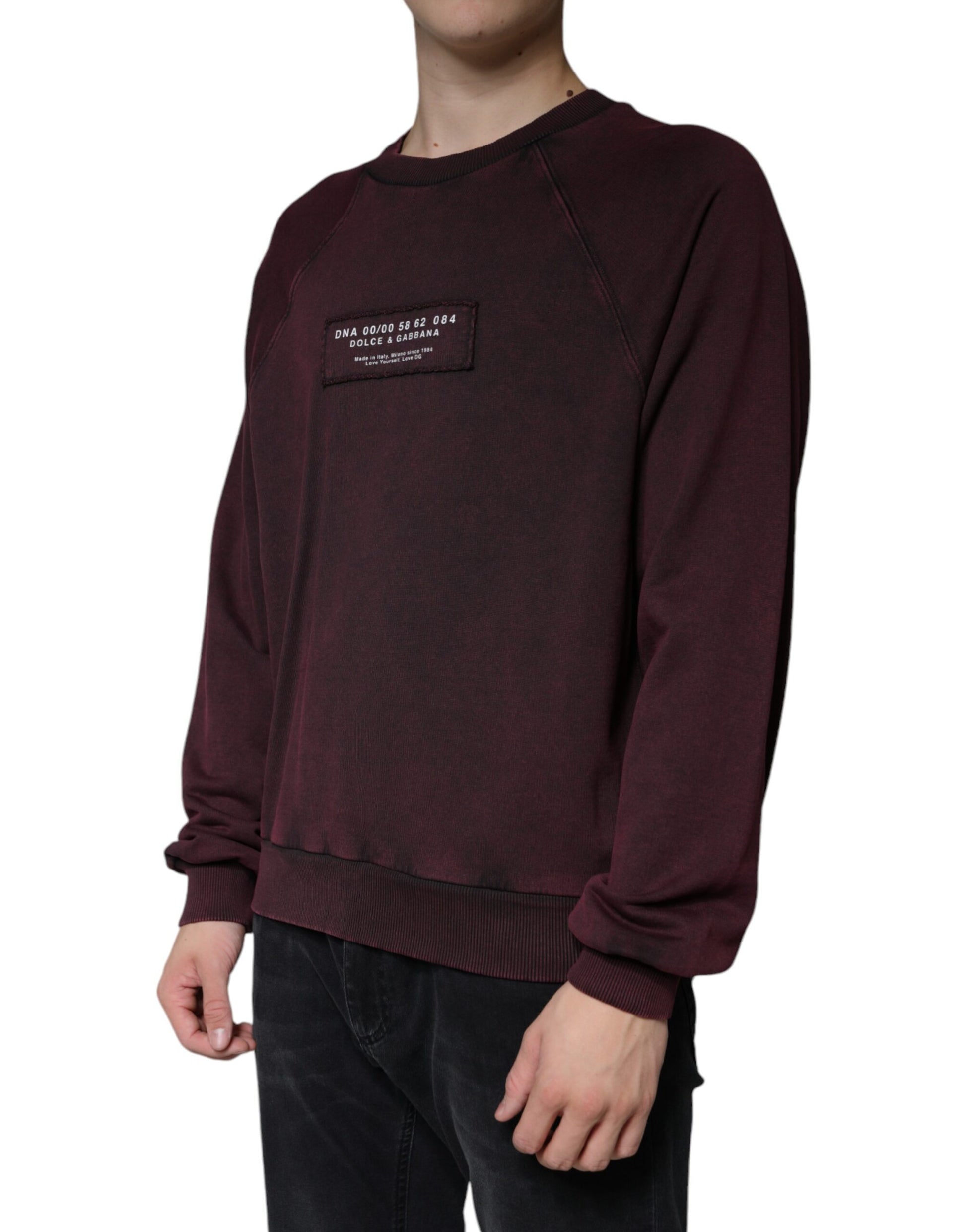 Kastanienbraunes Herren-Sweatshirt mit Rundhalsausschnitt und Logo