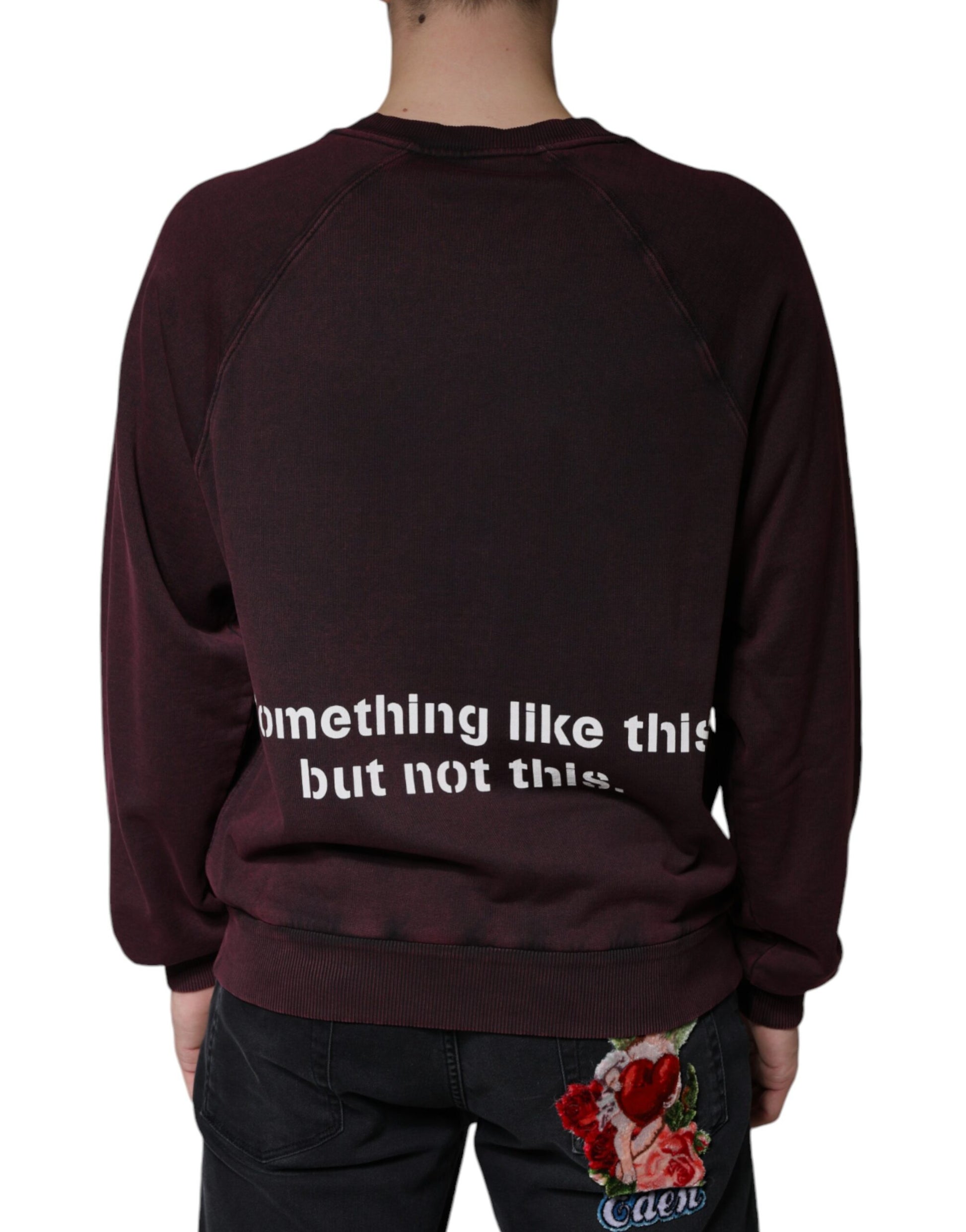 Kastanienbraunes Herren-Sweatshirt mit Rundhalsausschnitt und Logo