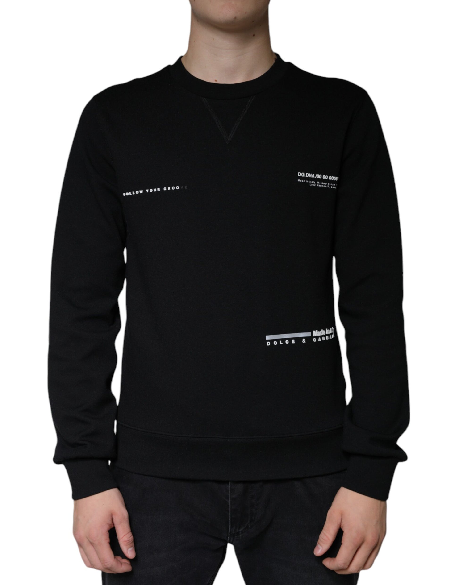 Schwarzer Sweatshirt-Pullover mit Rundhalsausschnitt und Logo-Print