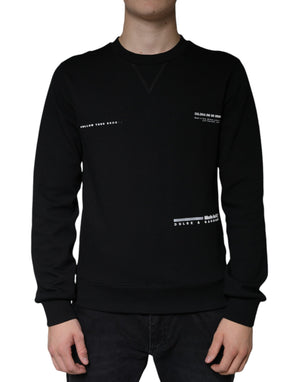 Schwarzer Sweatshirt-Pullover mit Rundhalsausschnitt und Logo-Print
