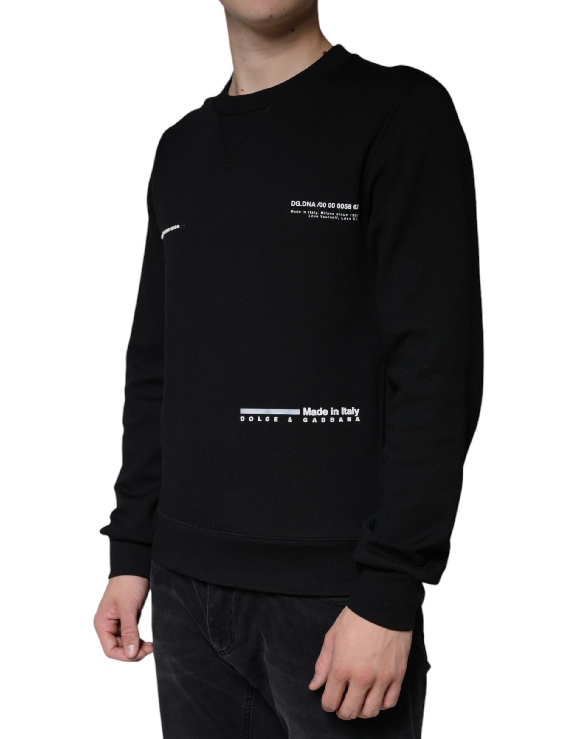 Schwarzer Sweatshirt-Pullover mit Rundhalsausschnitt und Logo-Print