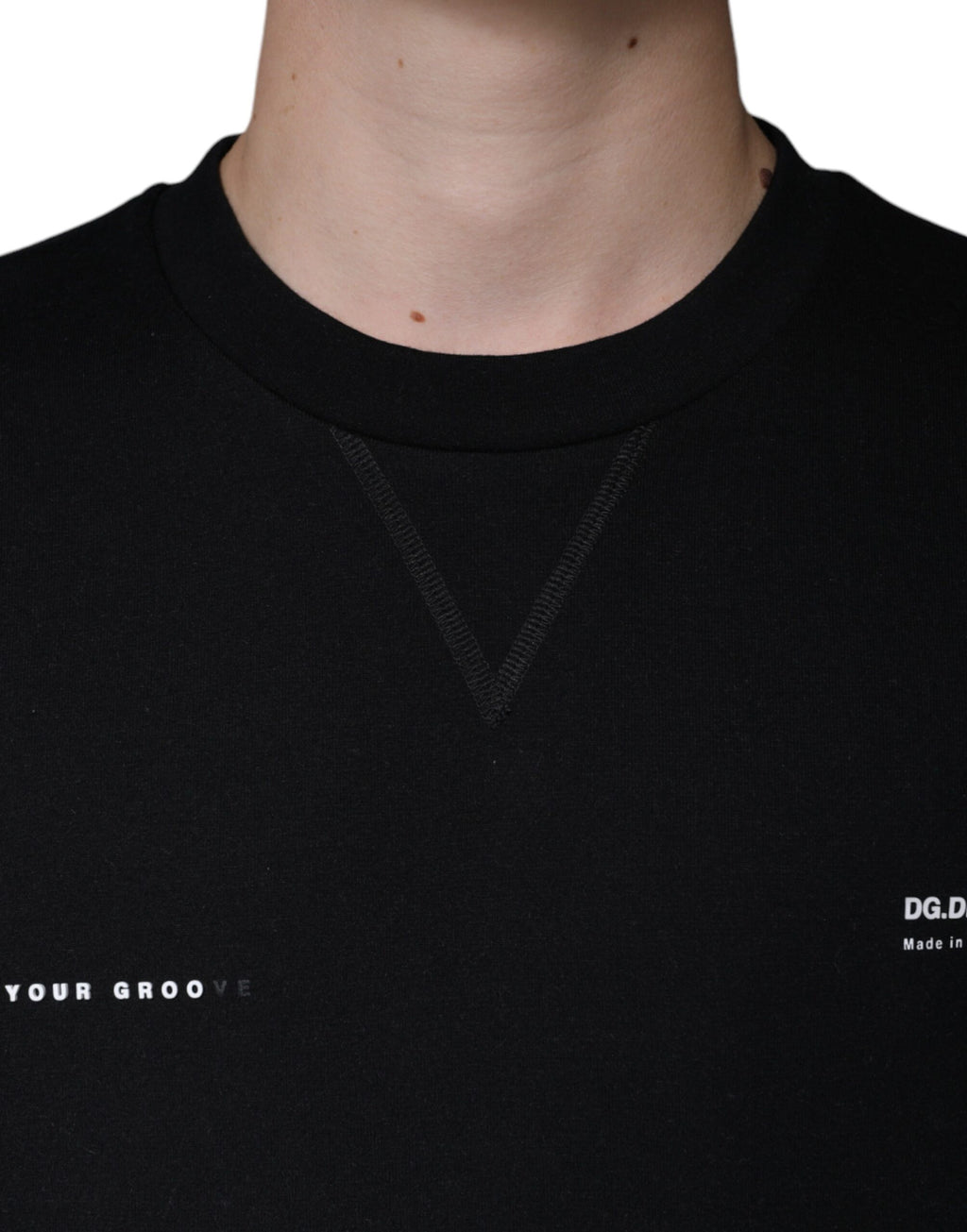 Schwarzer Sweatshirt-Pullover mit Rundhalsausschnitt und Logo-Print
