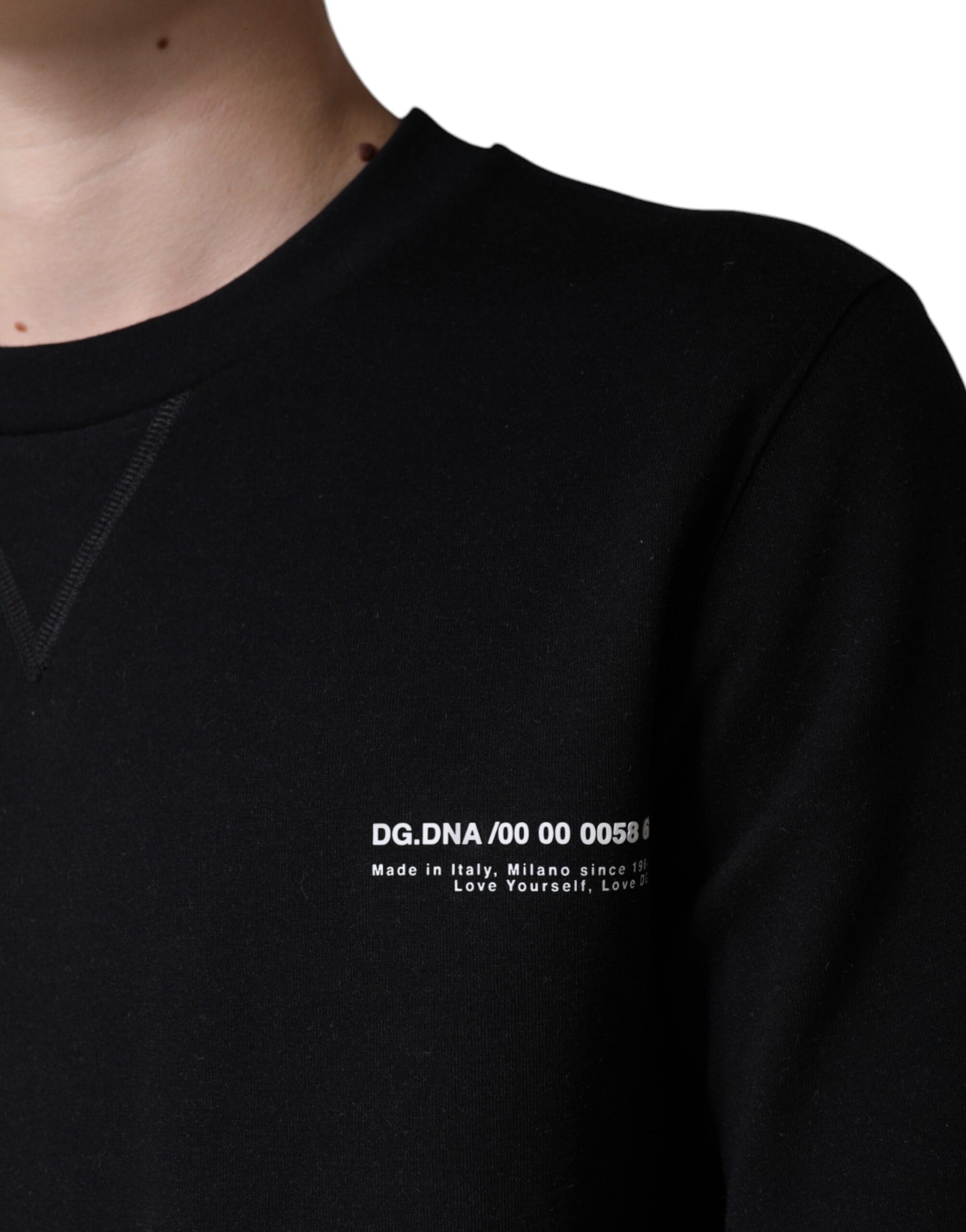 Schwarzer Sweatshirt-Pullover mit Rundhalsausschnitt und Logo-Print
