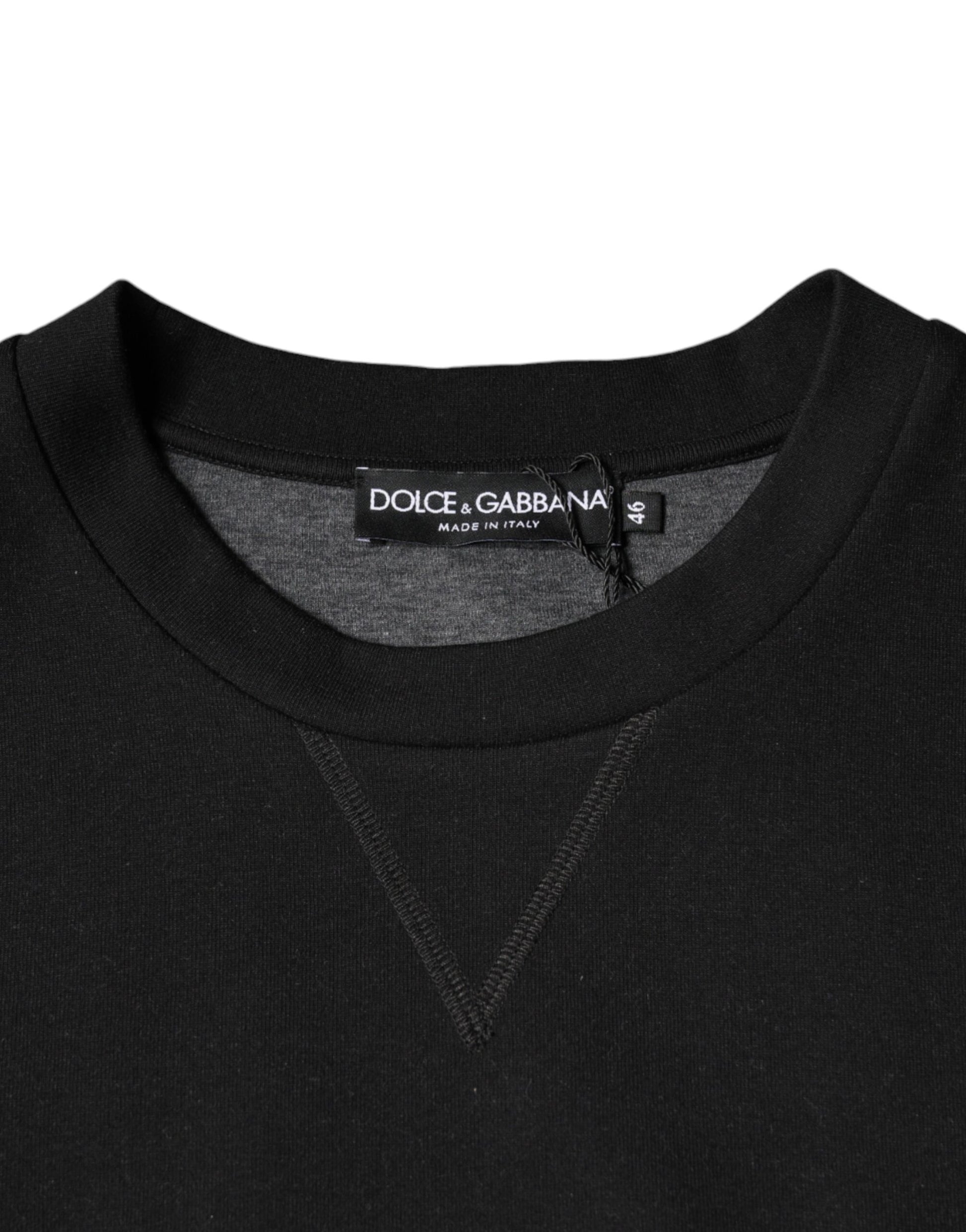 Schwarzer Sweatshirt-Pullover mit Rundhalsausschnitt und Logo-Print