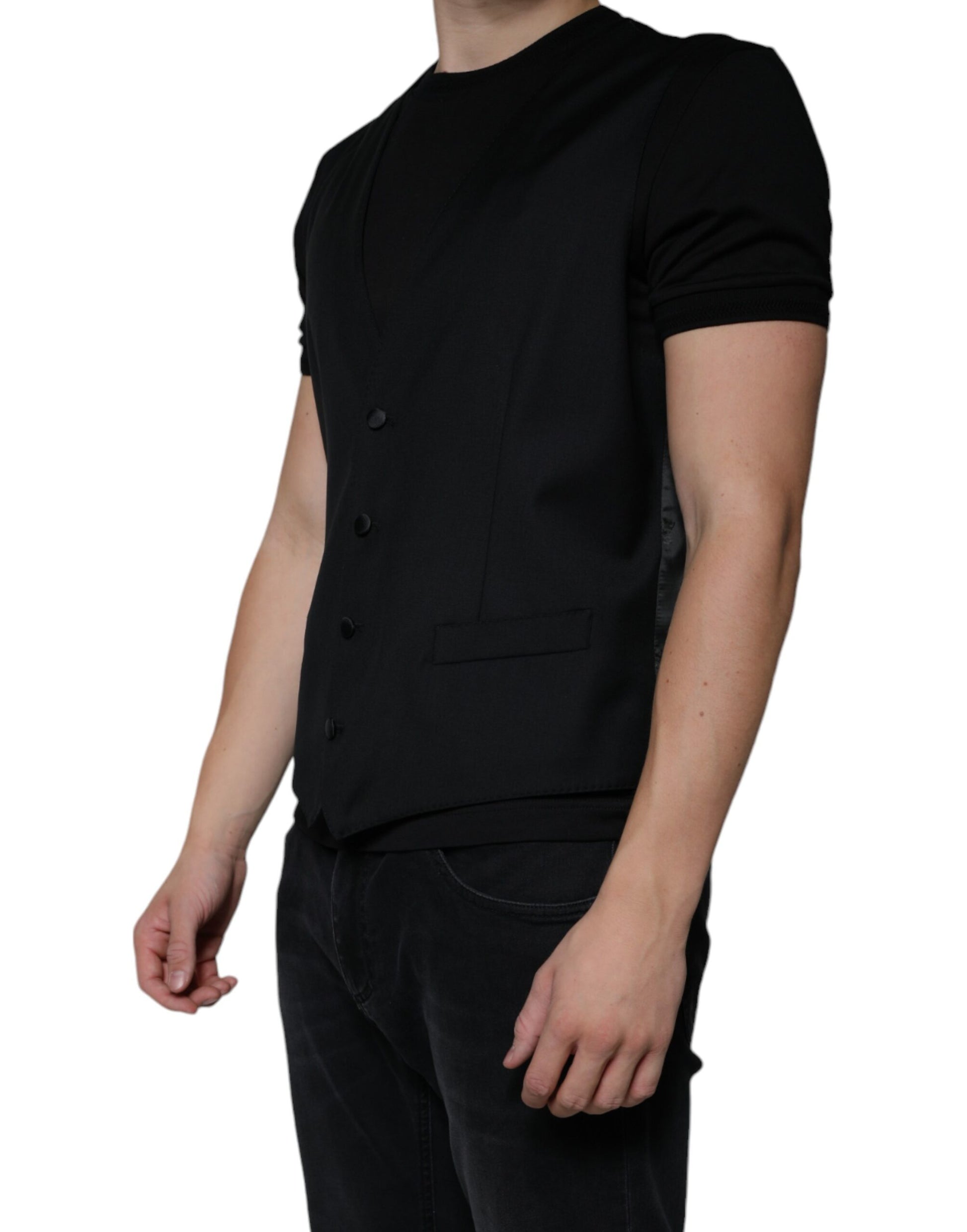 Schwarze Wollweste, formelle Weste