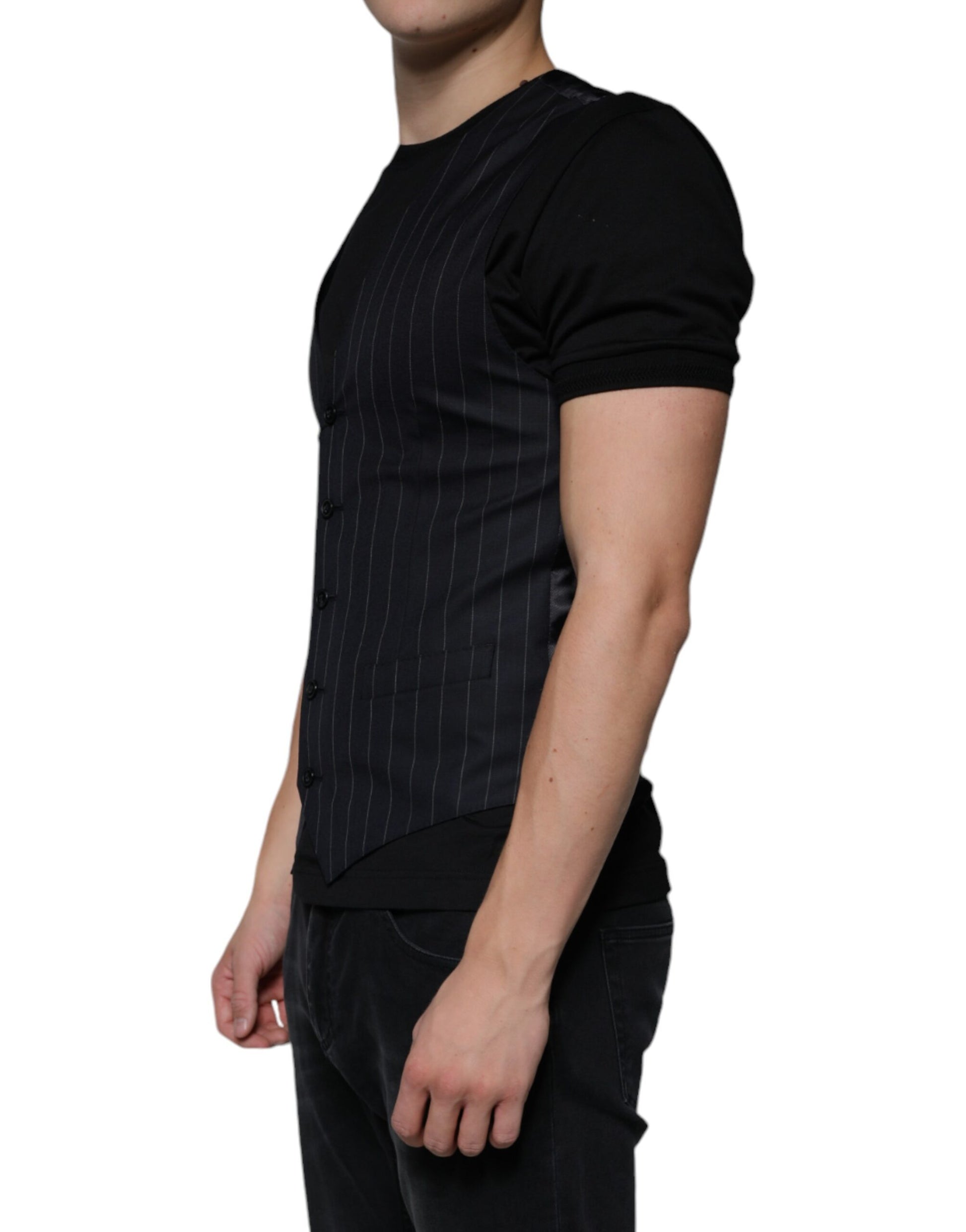 Schwarze Lederweste, formelle Weste