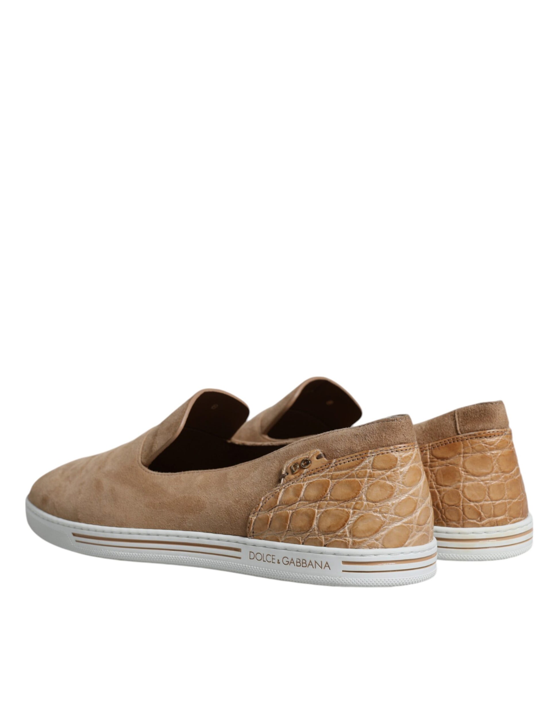 Beige Wildleder Caiman Loafers Hausschuhe Schuhe
