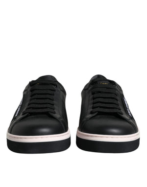 Schwarze Leder Low Top Herren Sneakers Schuhe