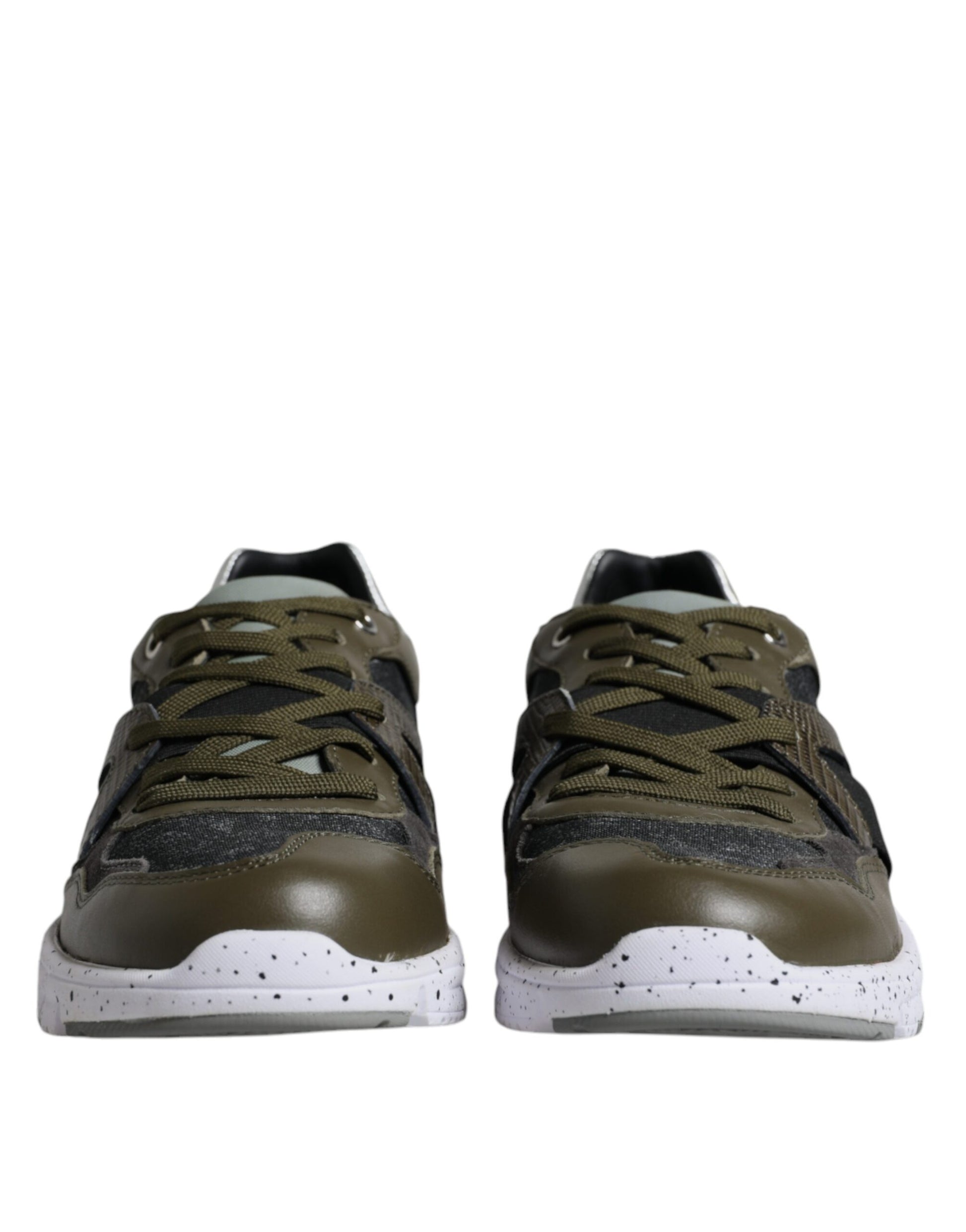 Mehrfarbige Low-Top-Sneaker aus Canvas und Leder