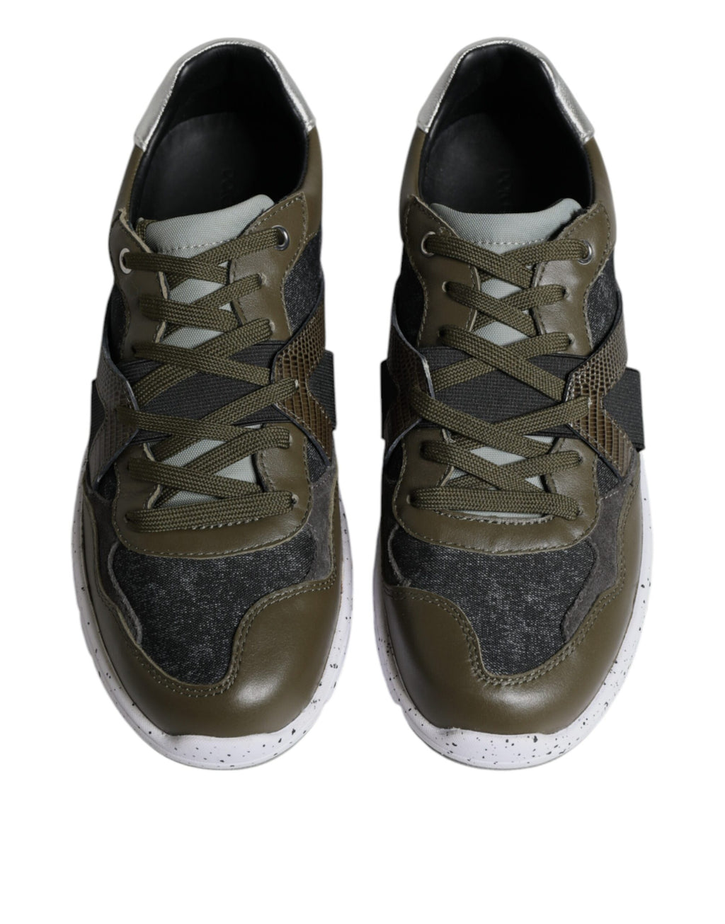 Mehrfarbige Low-Top-Sneaker aus Canvas und Leder