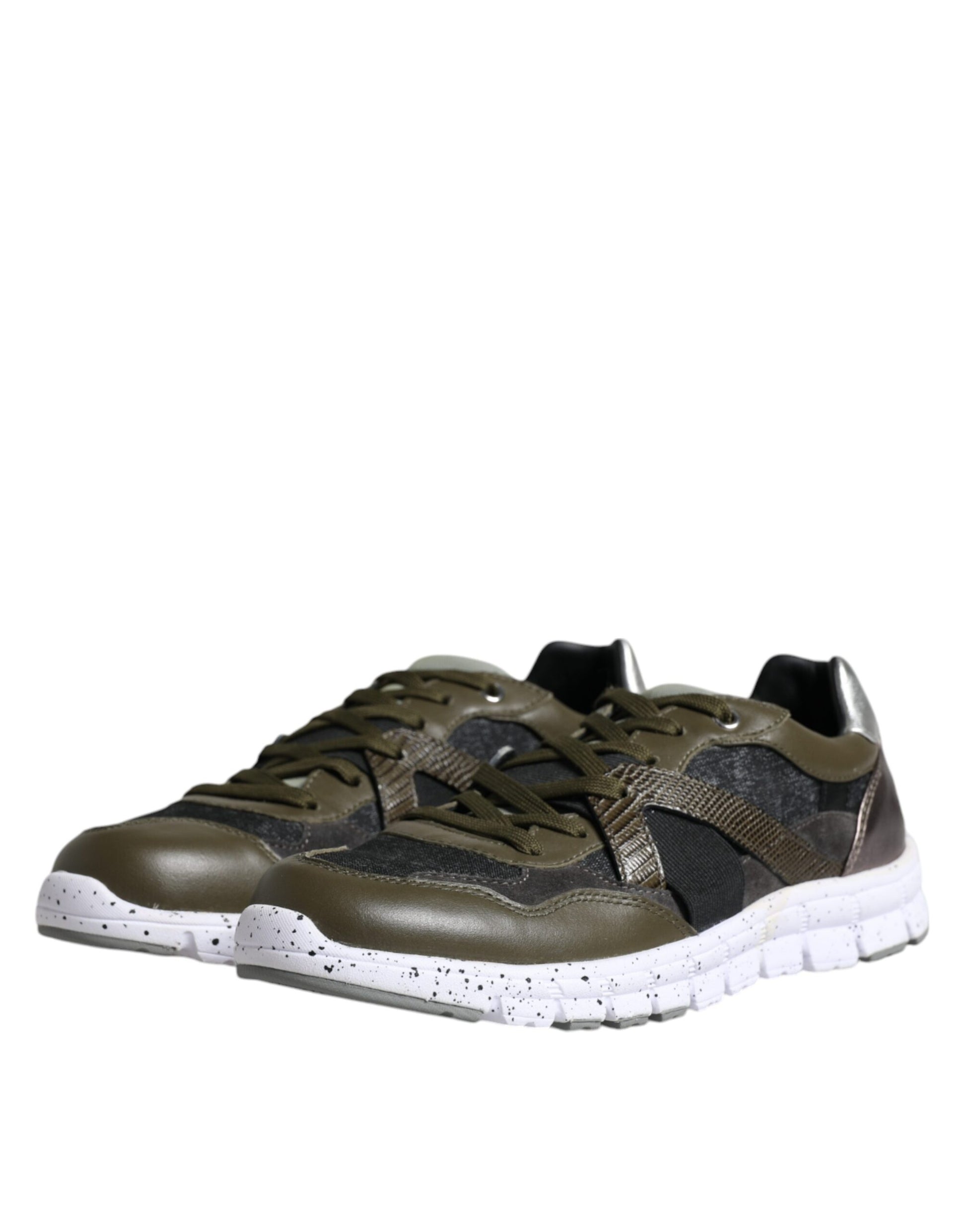 Mehrfarbige Low-Top-Sneaker aus Canvas und Leder