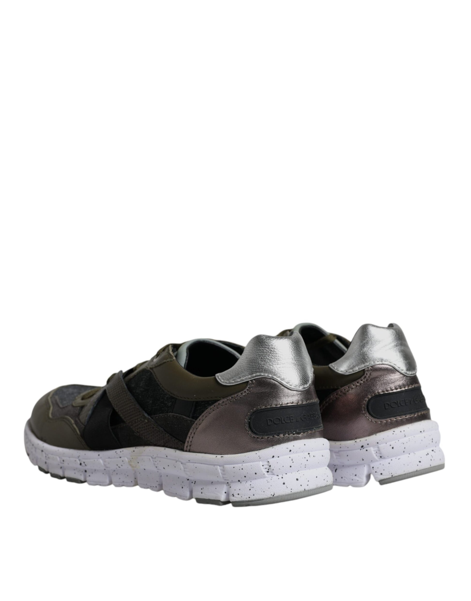 Mehrfarbige Low-Top-Sneaker aus Canvas und Leder