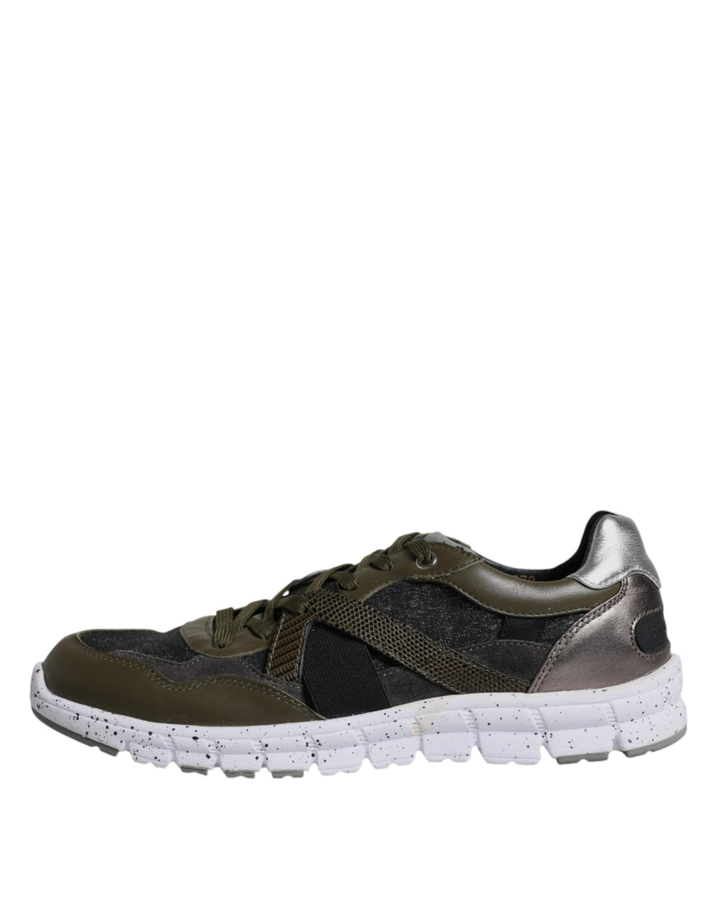 Mehrfarbige Low-Top-Sneaker aus Canvas und Leder