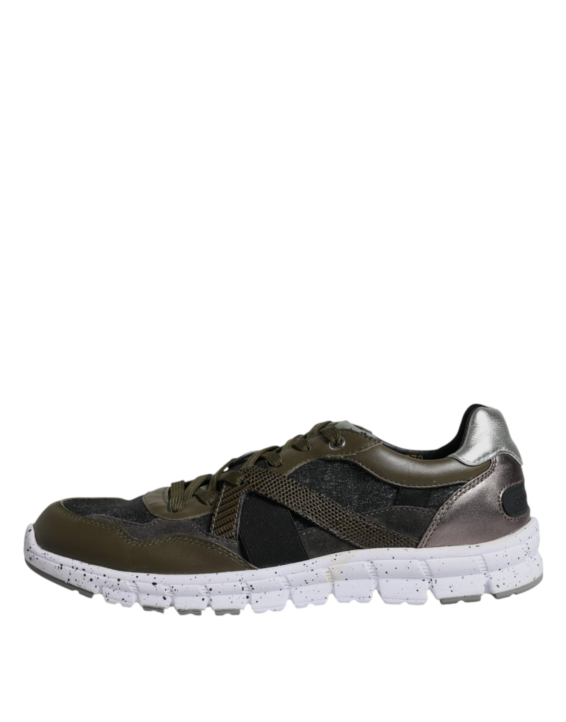 Mehrfarbige Low-Top-Sneaker aus Canvas und Leder