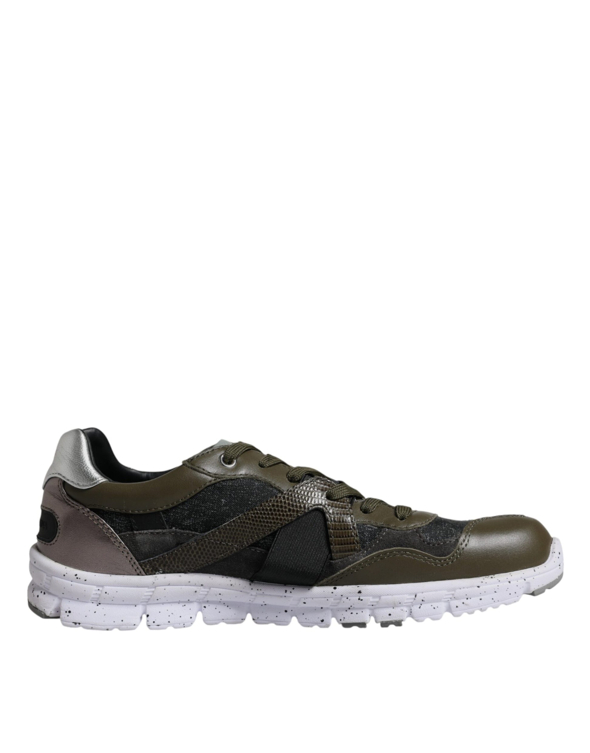 Mehrfarbige Low-Top-Sneaker aus Canvas und Leder