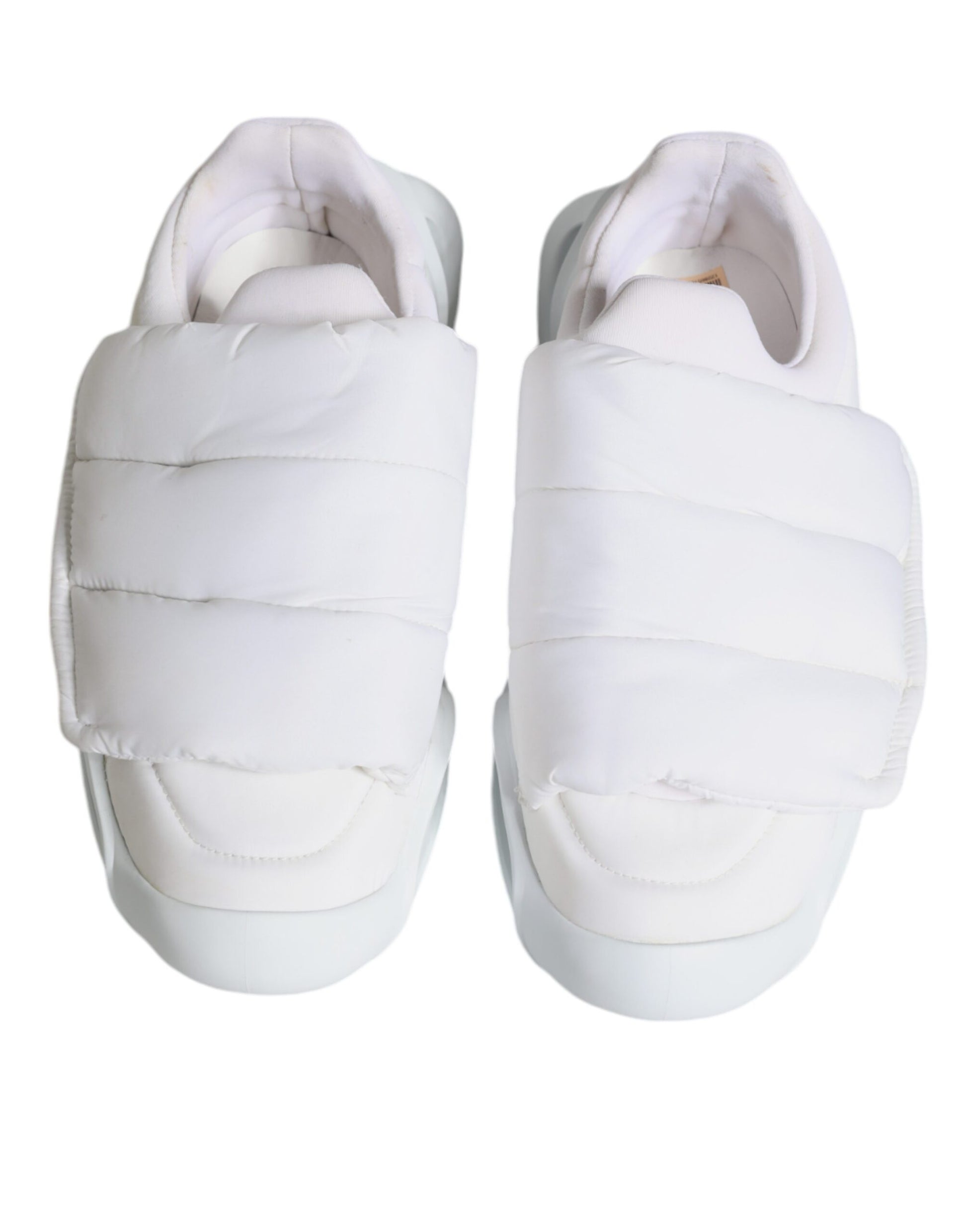 Weiße gepolsterte Stoff Low Top Sneakers Schuhe