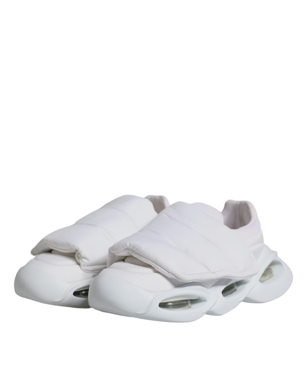 Weiße gepolsterte Stoff Low Top Sneakers Schuhe